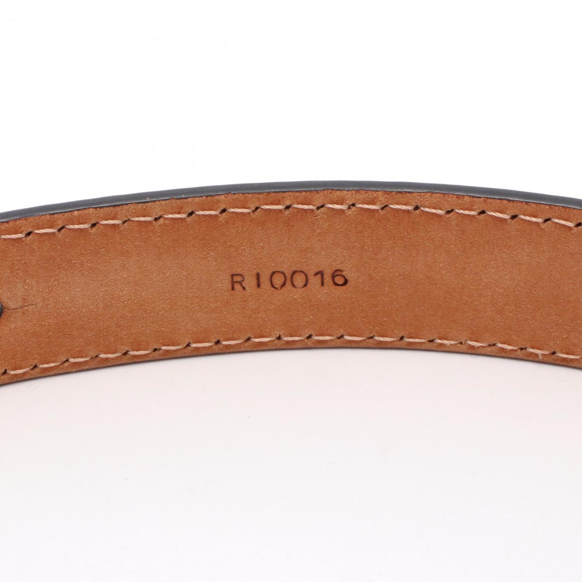 Louis Vuitton LV logo belt, patent leather, women's, black