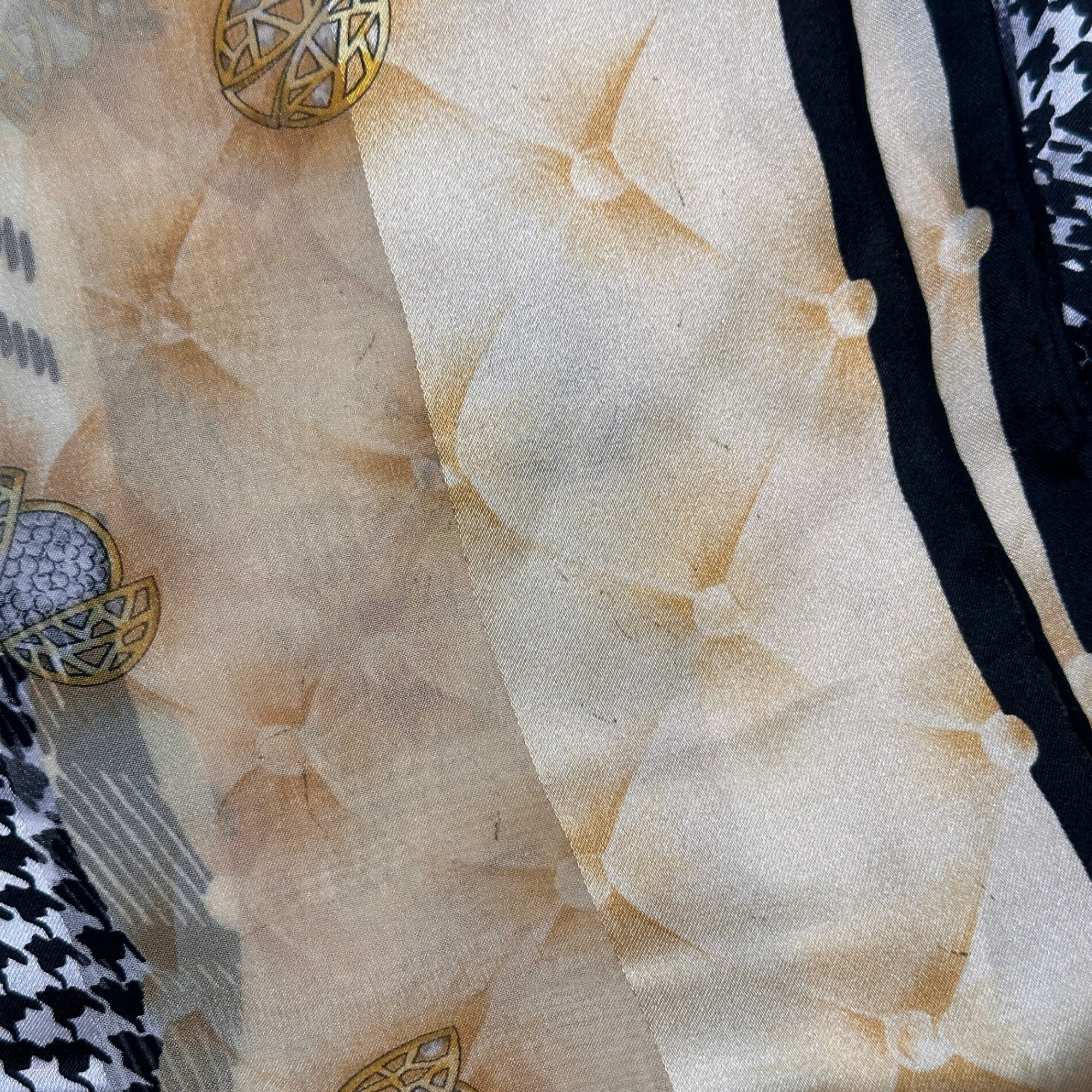 Christian Dior Scarf Muffler Black Yellow White Silk Women's Hachi Mikunigaoka Store IT9OEMIIUYN8 RM2249R