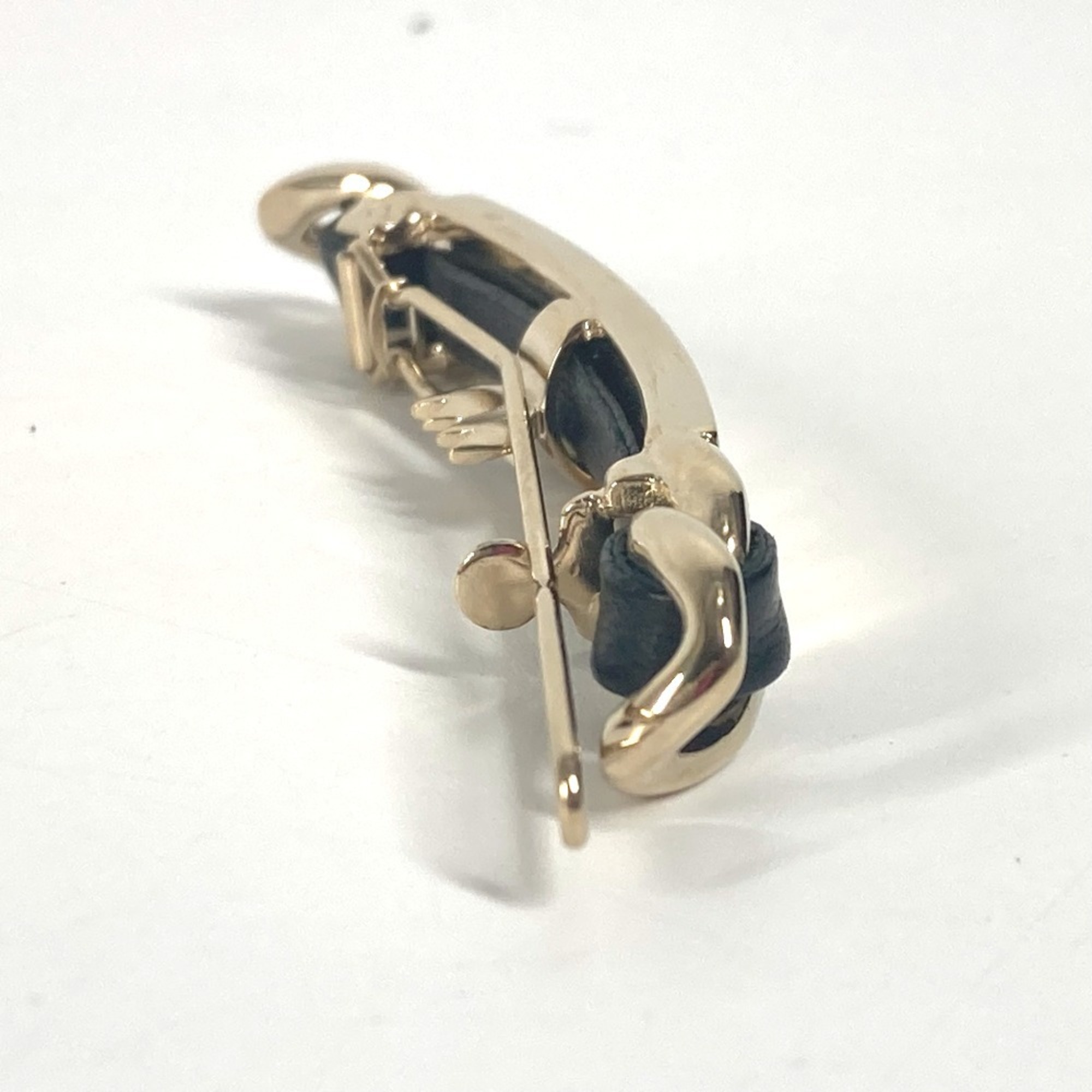 CHANEL B20B Logo Rhinestone Hair Accessory Hairpin Barrette Metal Women's Black