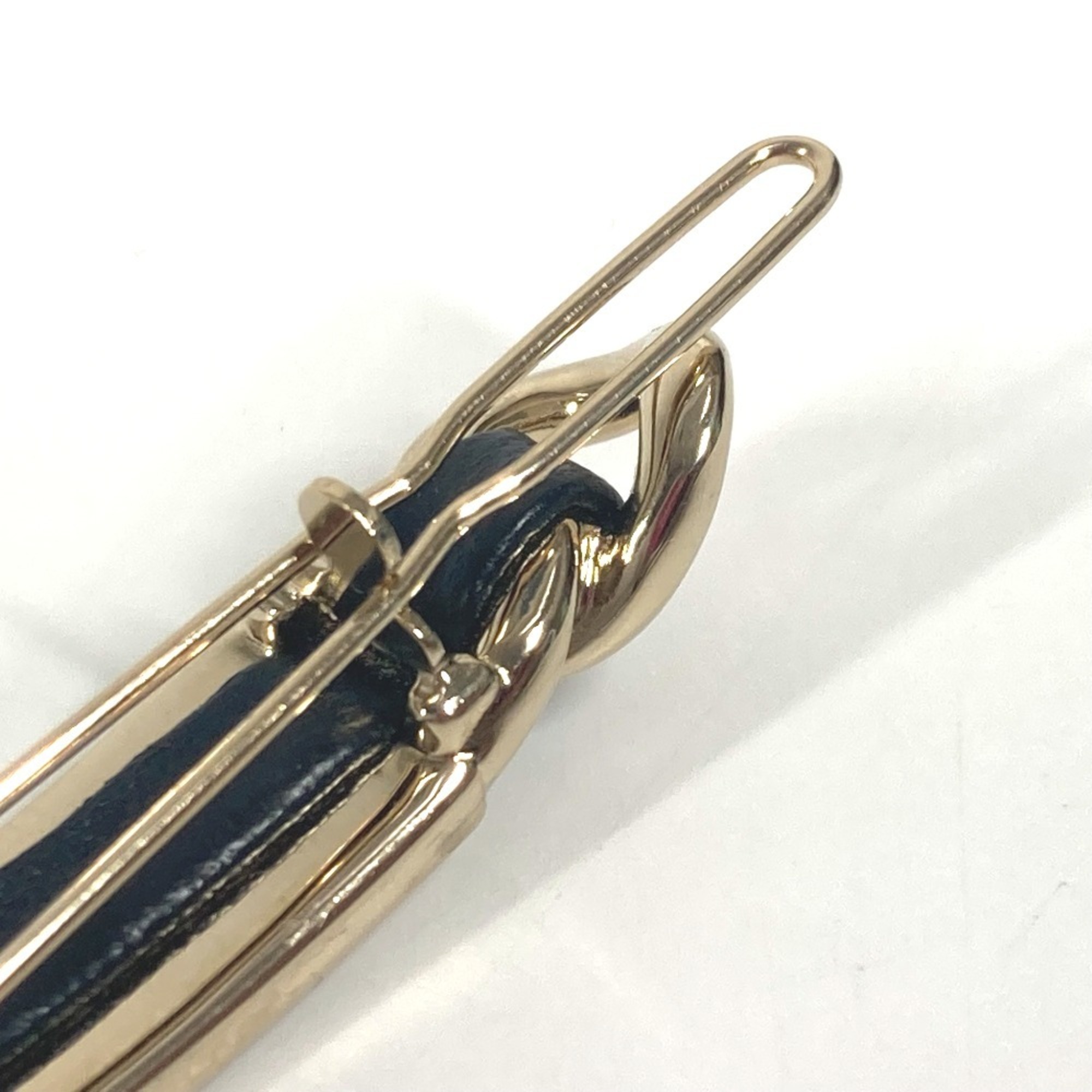 CHANEL B20B Logo Rhinestone Hair Accessory Hairpin Barrette Metal Women's Black