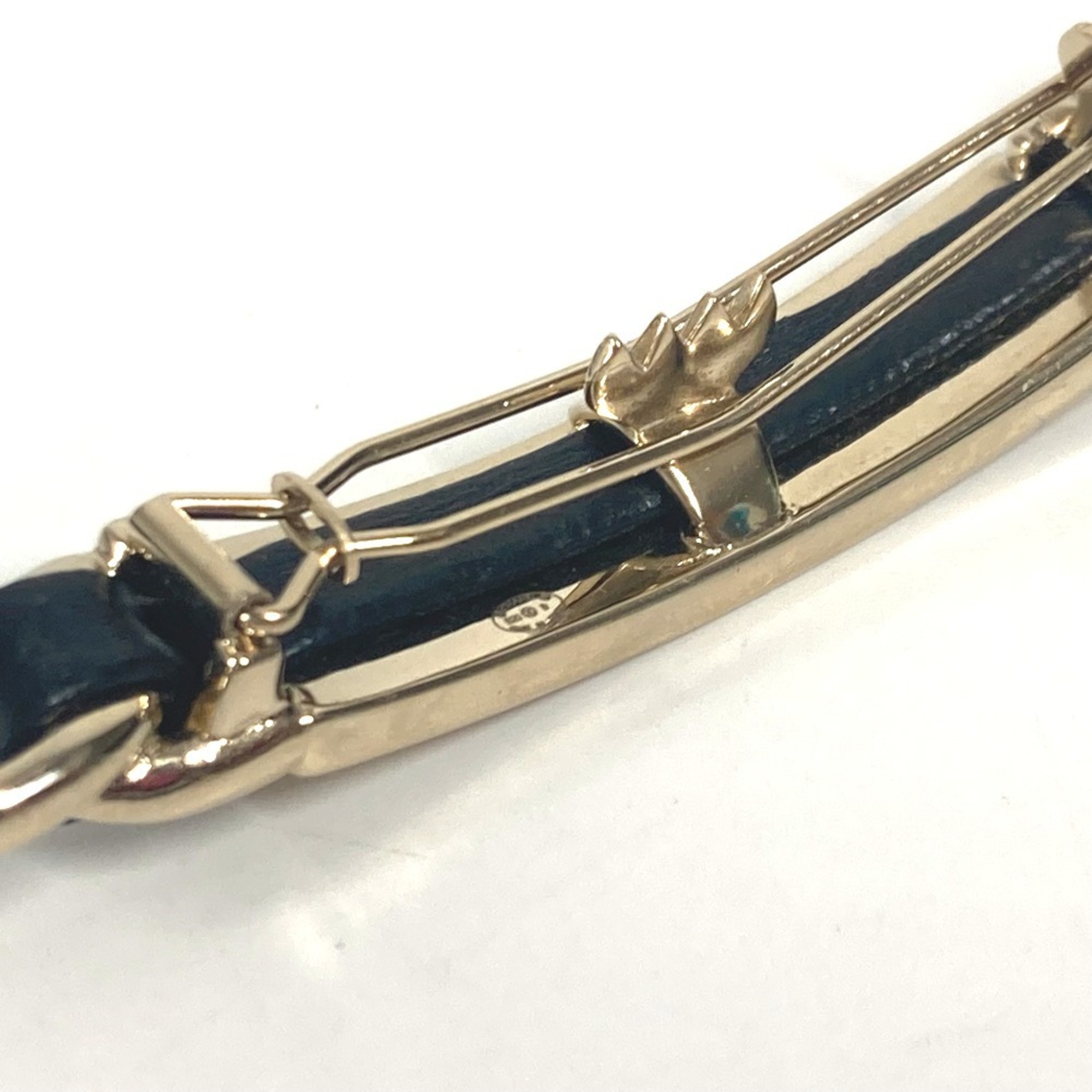 CHANEL B20B Logo Rhinestone Hair Accessory Hairpin Barrette Metal Women's Black