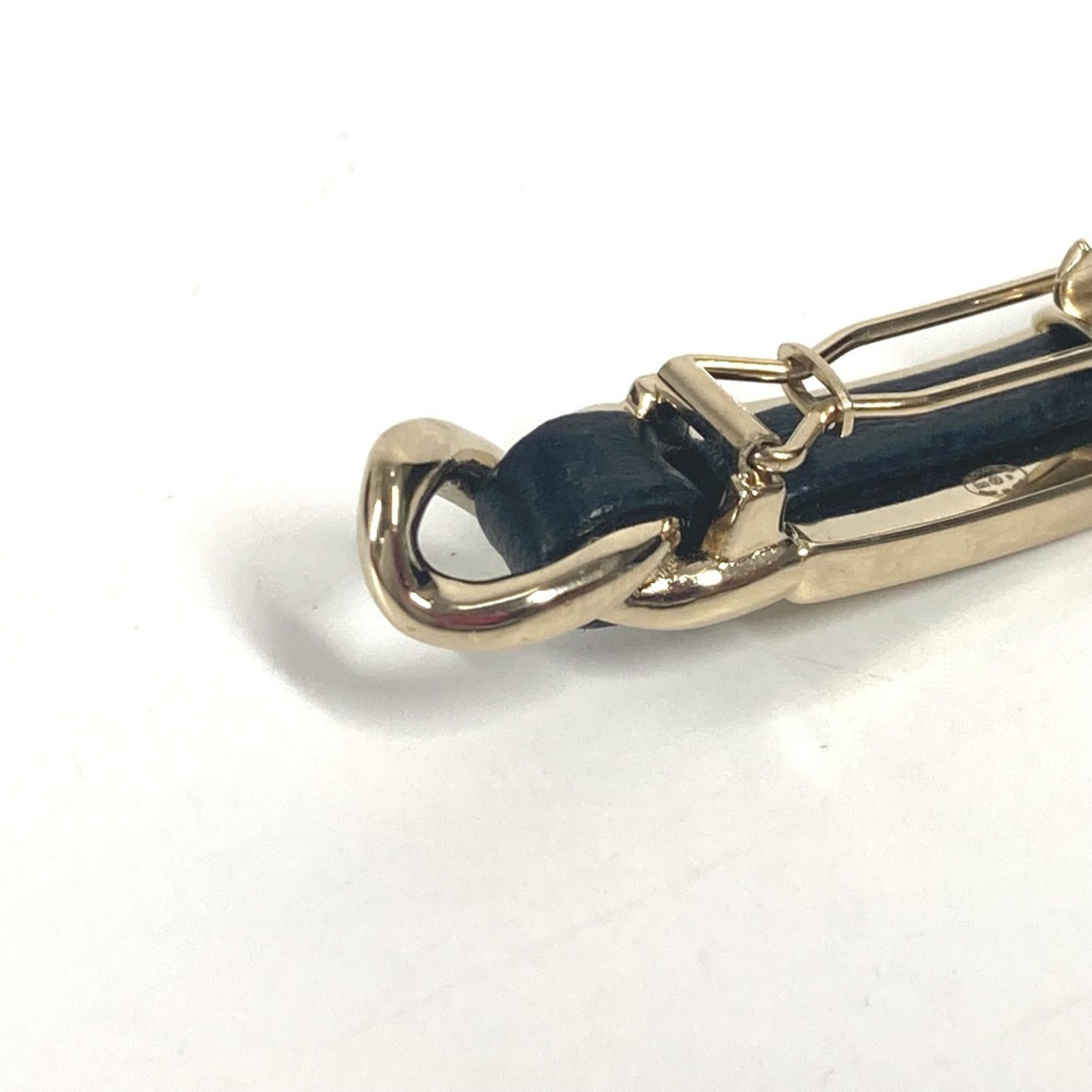 CHANEL B20B Logo Rhinestone Hair Accessory Hairpin Barrette Metal Women's Black