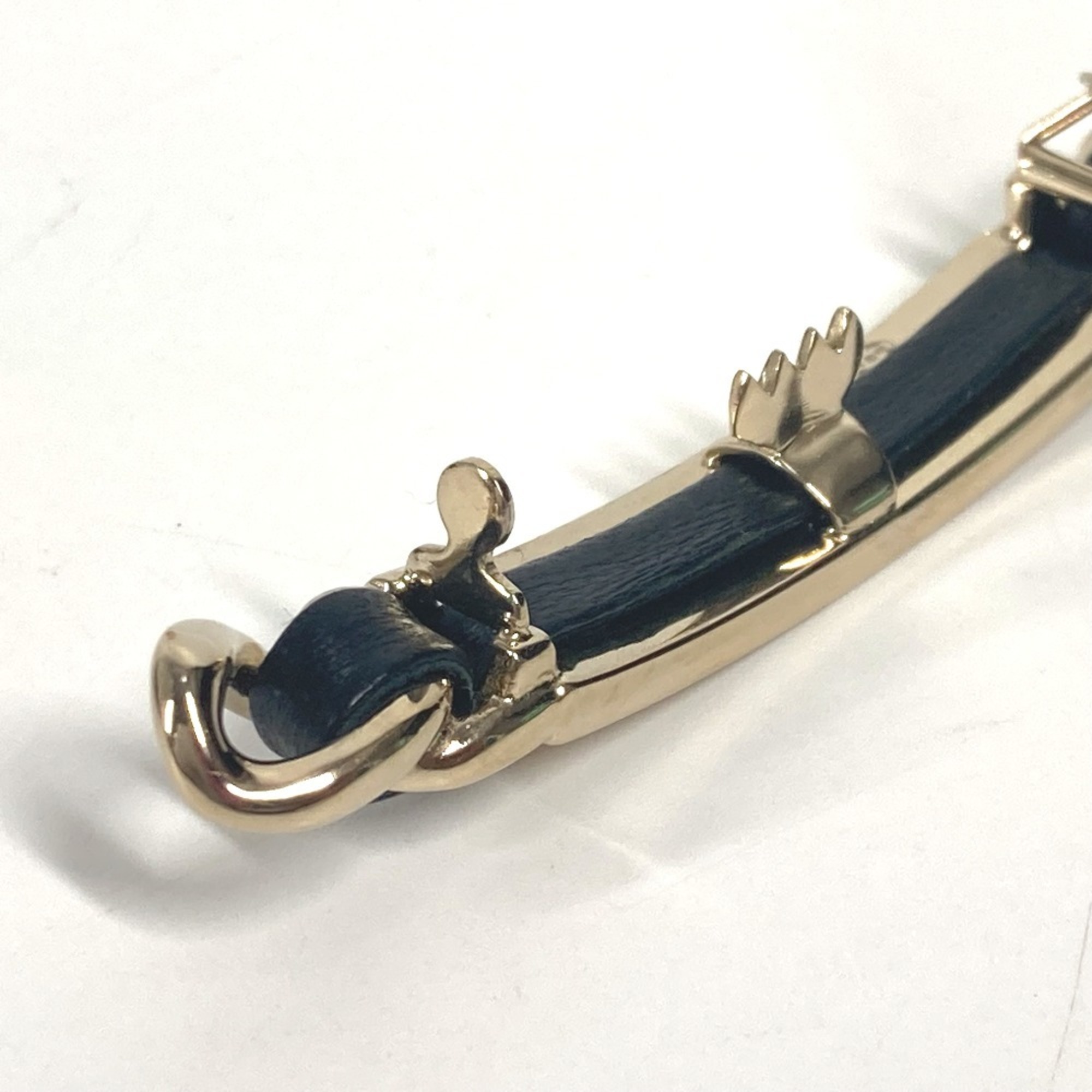 CHANEL B20B Logo Rhinestone Hair Accessory Hairpin Barrette Metal Women's Black