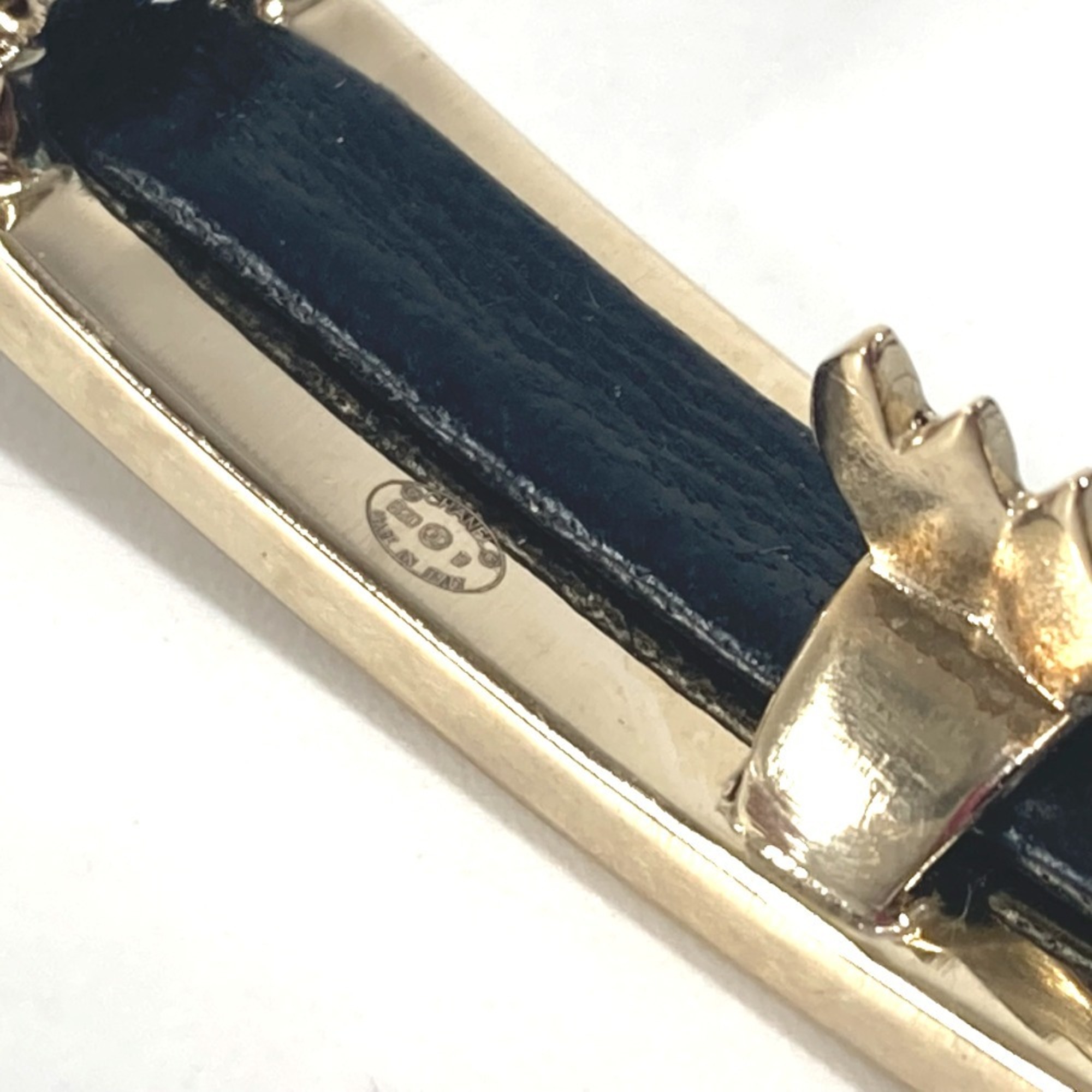 CHANEL B20B Logo Rhinestone Hair Accessory Hairpin Barrette Metal Women's Black