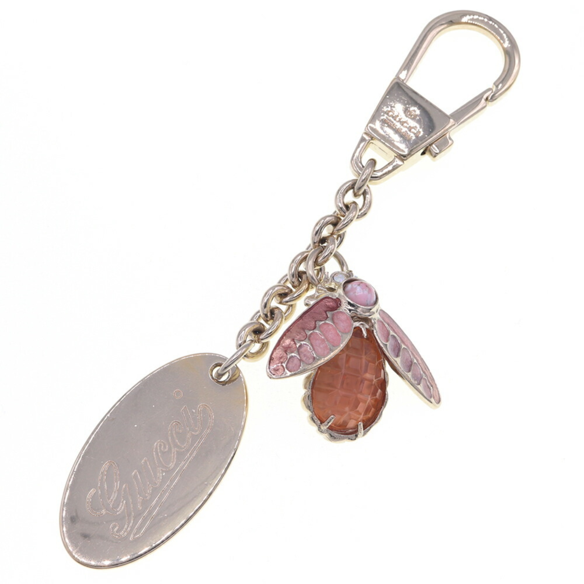 Gucci Keychain Bee Pink Gold Metal Key Ring Bag Charm Wasp Women's GUCCI