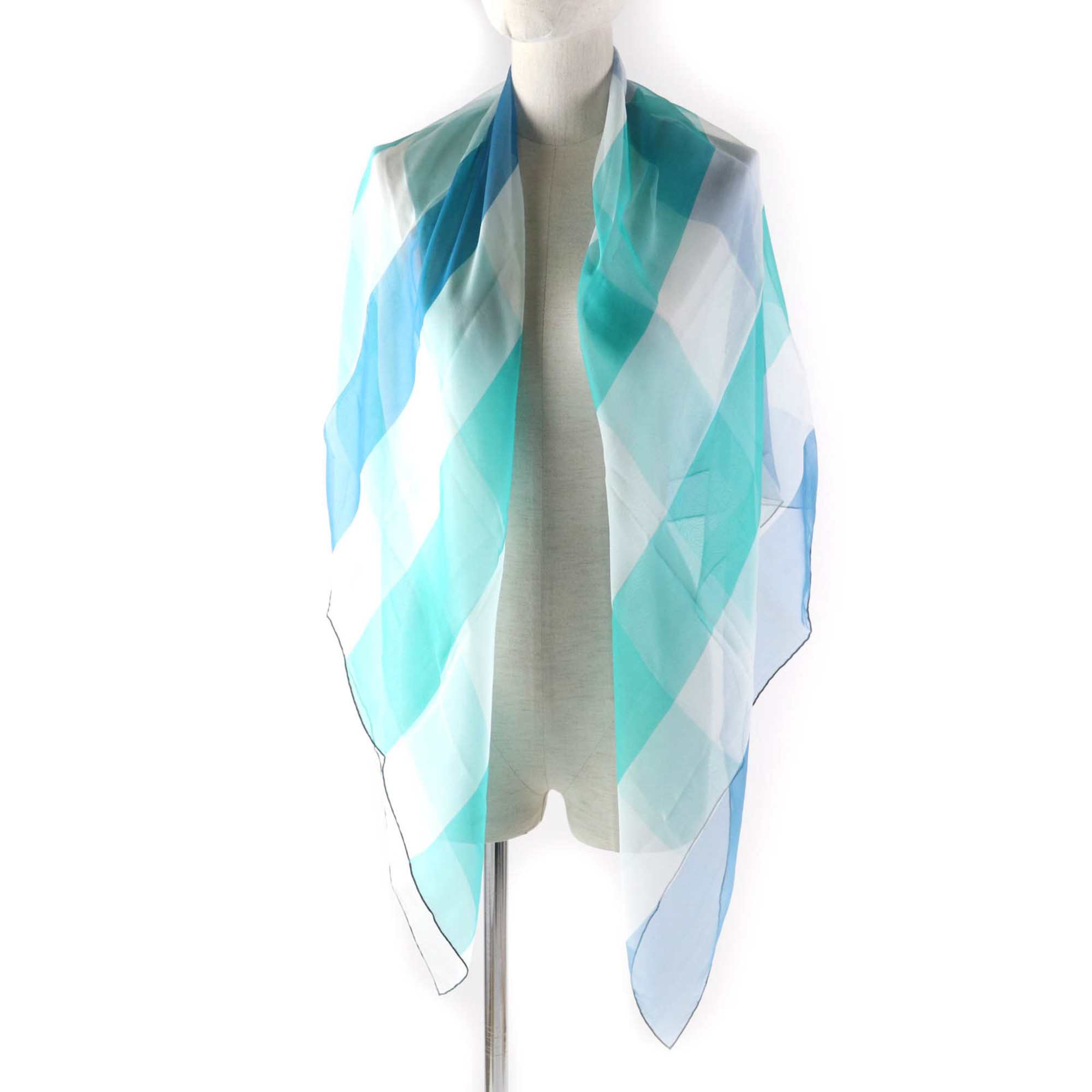 HERMES 100% Silk Muslin Large Chiffon Stole/Shawl with Logo, Multicolor, Box Included, Made in France, Women's