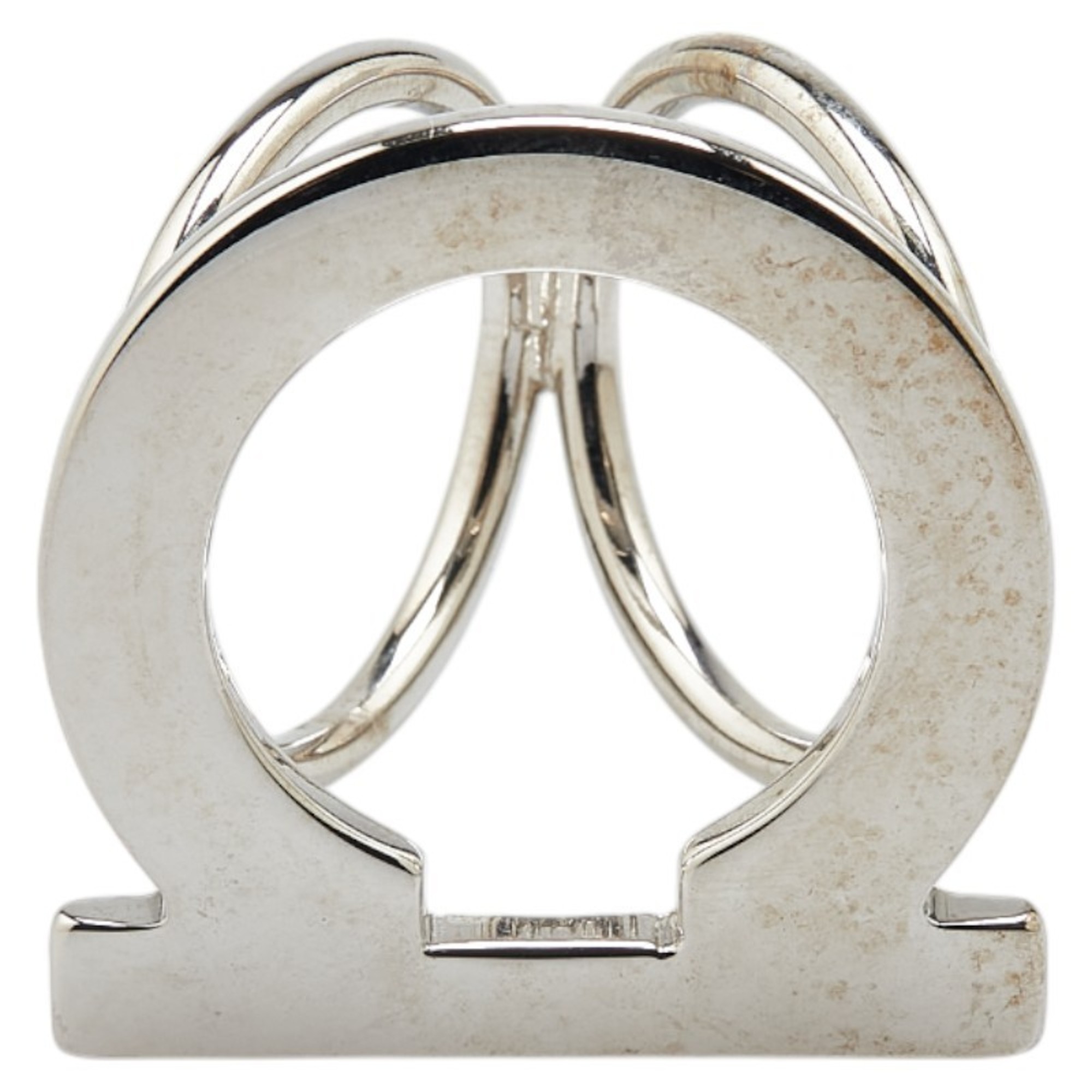 Salvatore Ferragamo Gancini scarf ring in silver metal for women.