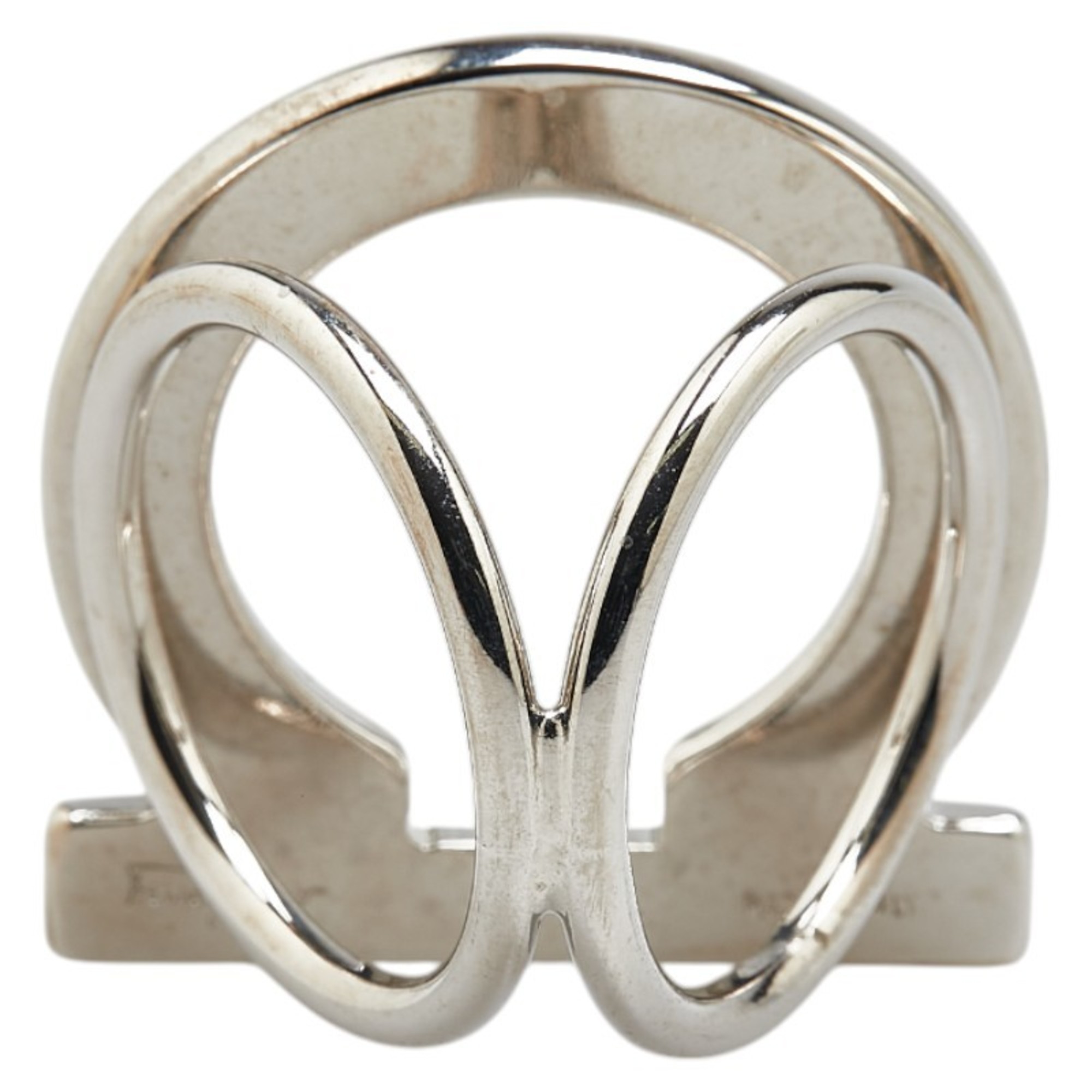 Salvatore Ferragamo Gancini scarf ring in silver metal for women.