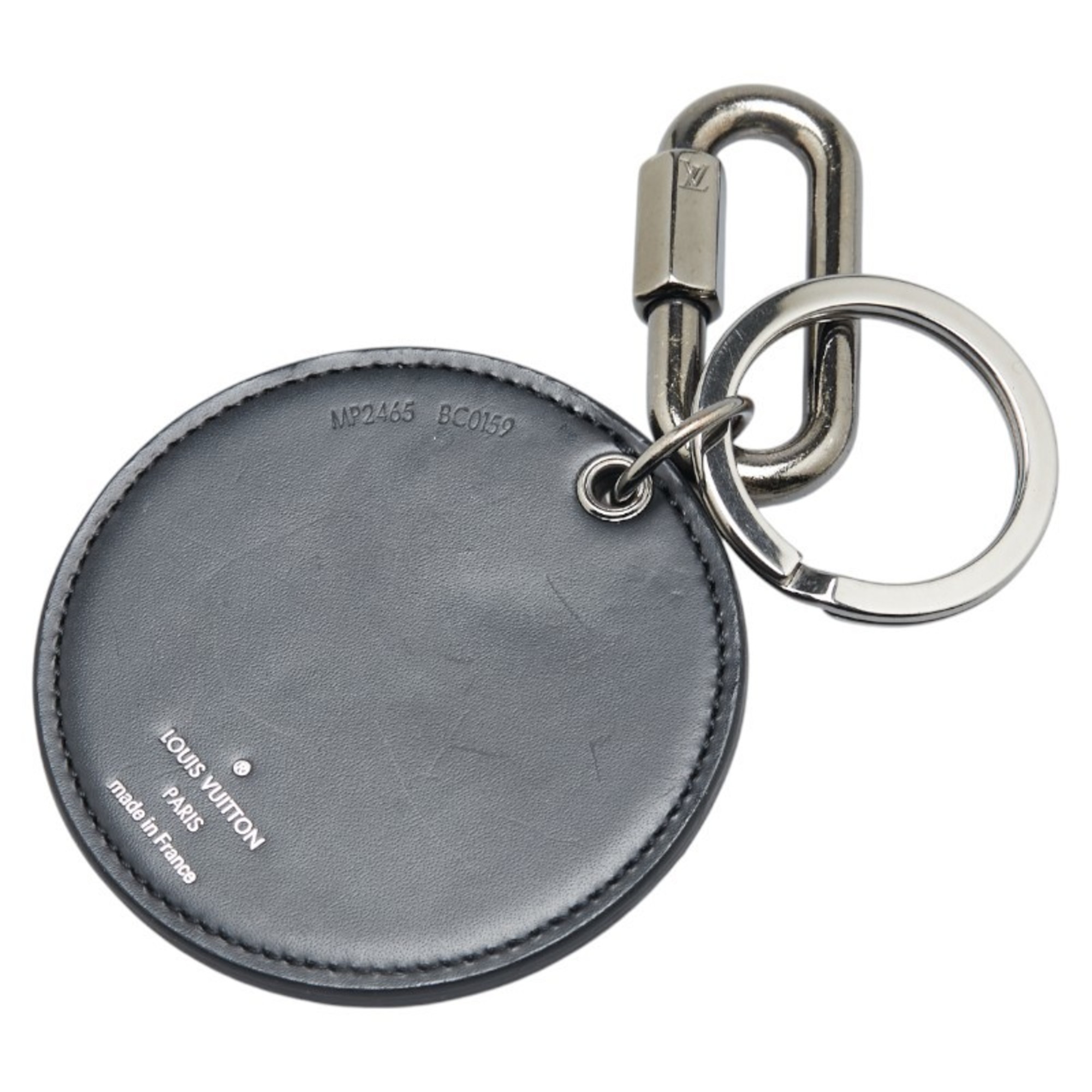 Louis Vuitton Monogram Porte Cle Round Rainbow Keychain Charm MP2465 Black Multicolor Leather Metal Women's LOUIS VUITTON