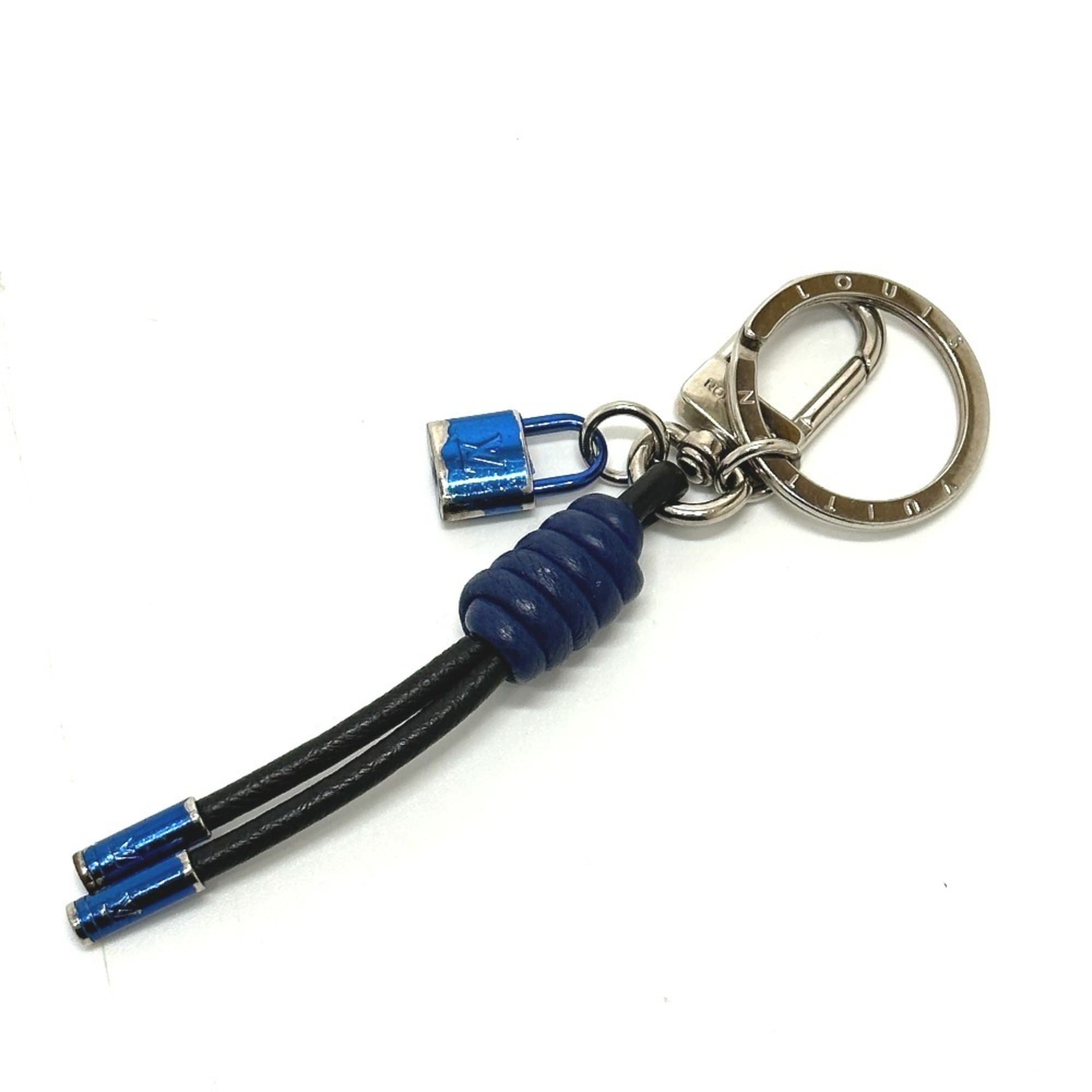 LOUIS VUITTON M61713 Porte-Clés Knot Lock Bag Charm Keychain in Metal/Leather, Men's, Black