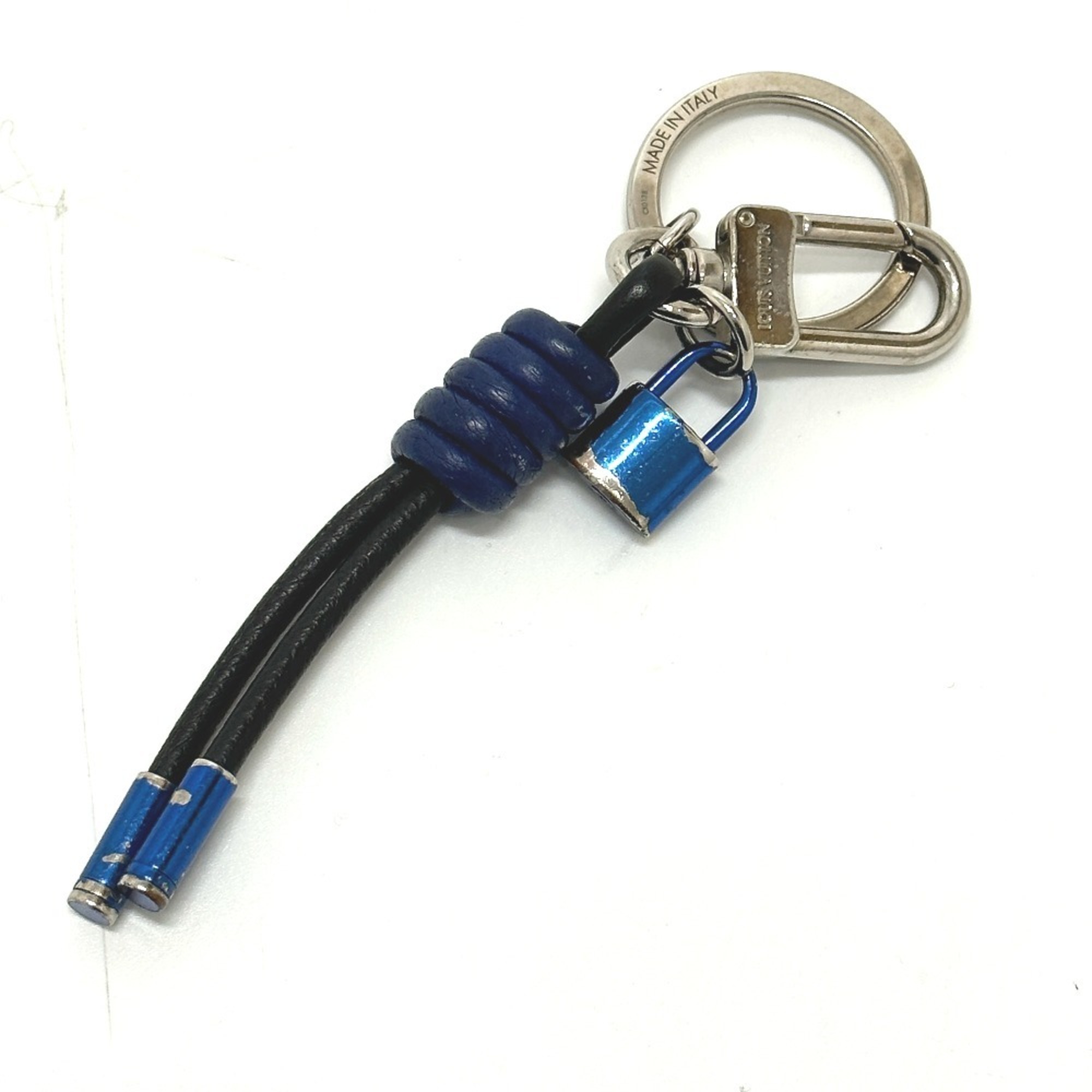 LOUIS VUITTON M61713 Porte-Clés Knot Lock Bag Charm Keychain in Metal/Leather, Men's, Black