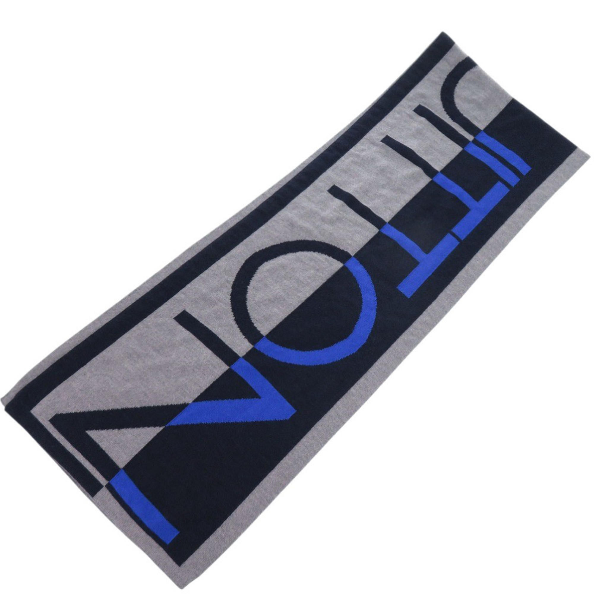 Louis Vuitton Echarpe LV Horizon M71240 Wool Gray Navy Scarf 1320 LOUIS VUITTON