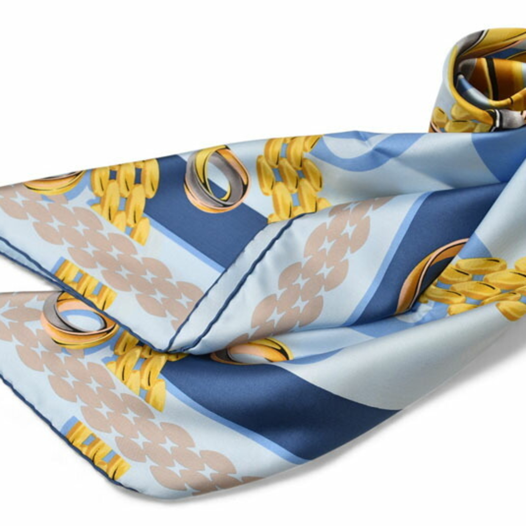 Cartier scarf/shawl in light blue with a Trinity Ring pattern