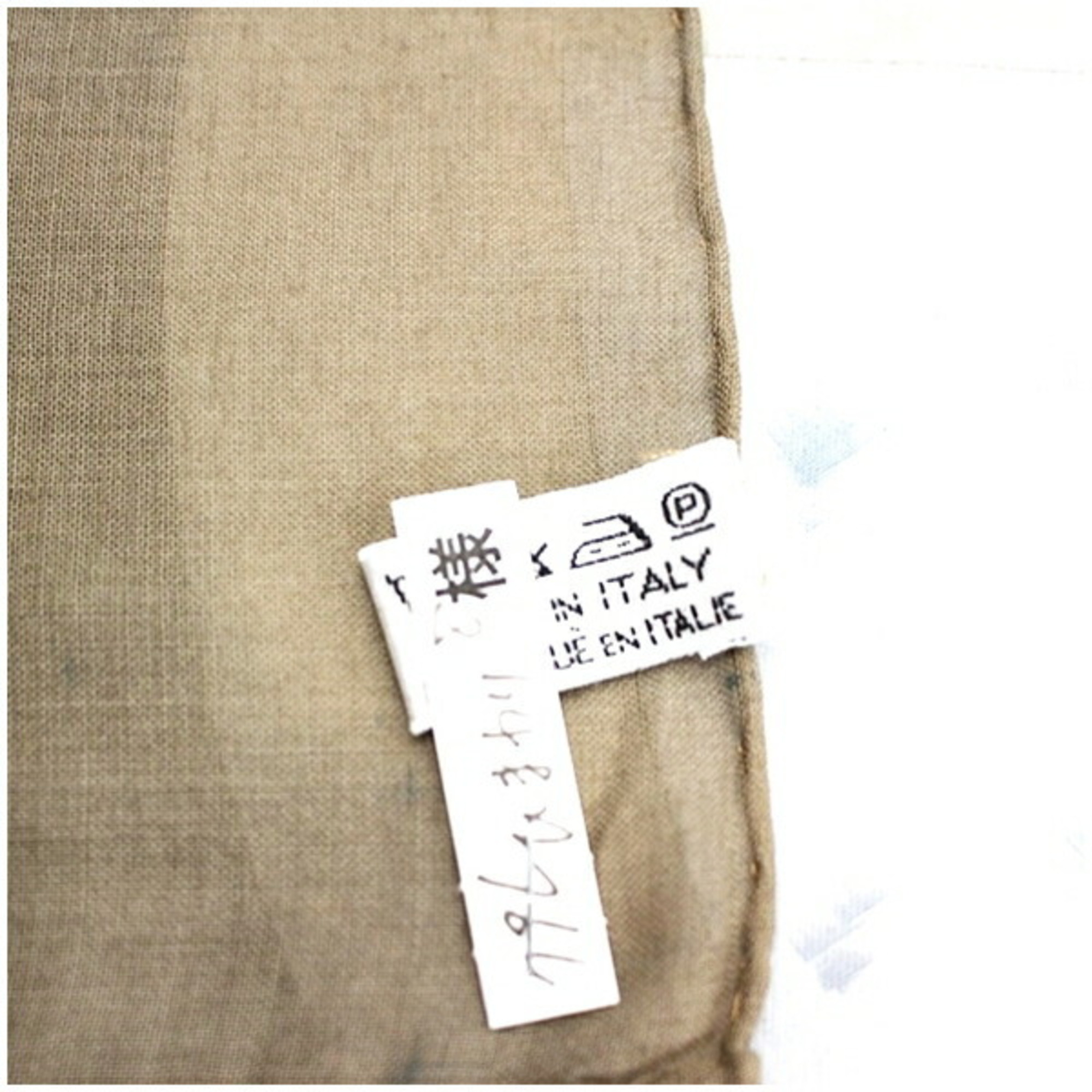 Chanel Cotton Large Scarf Rectangular Black x Gray Khaki CHANEL Women's