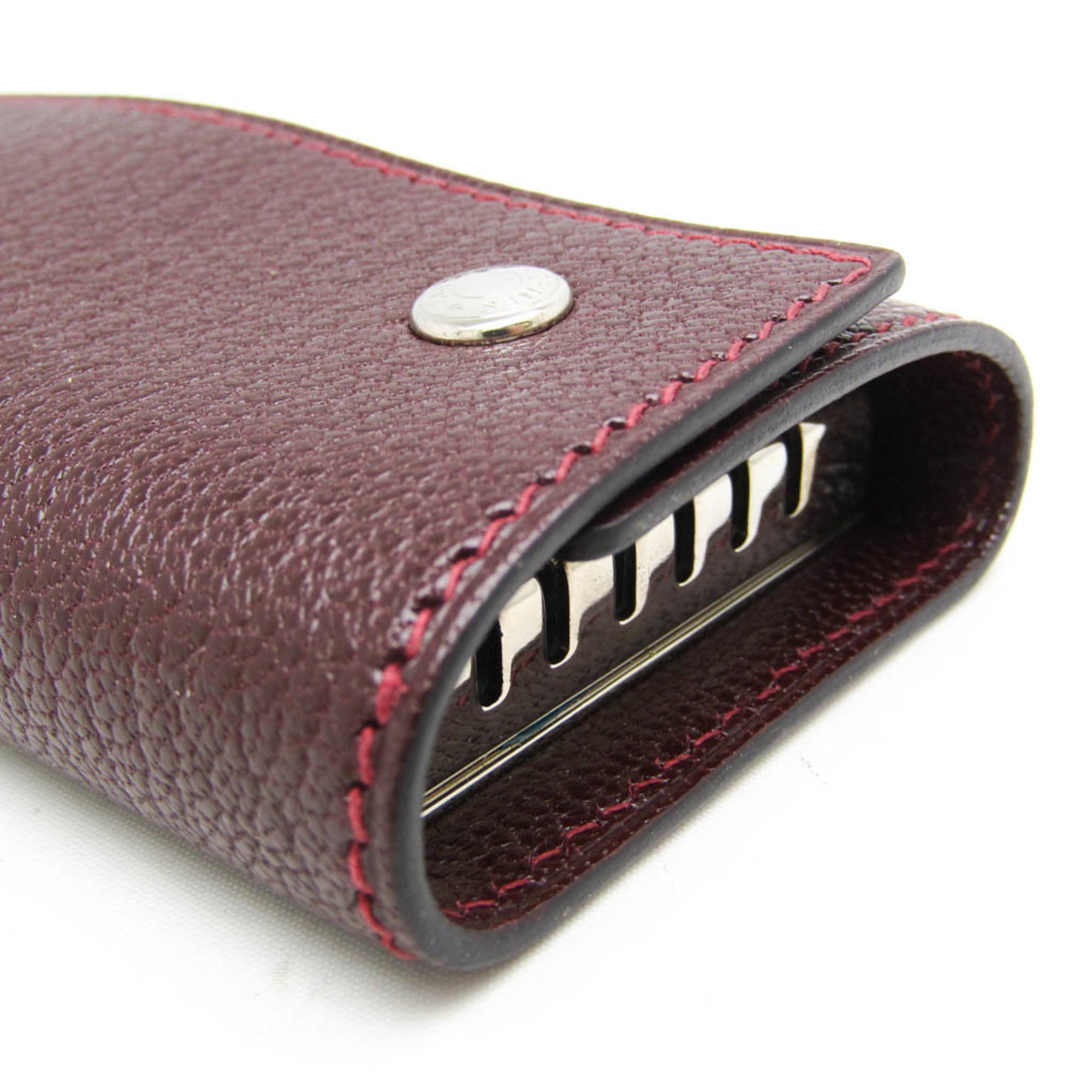 Hermes Serie Men,Women Chevre Leather Key Case Wine