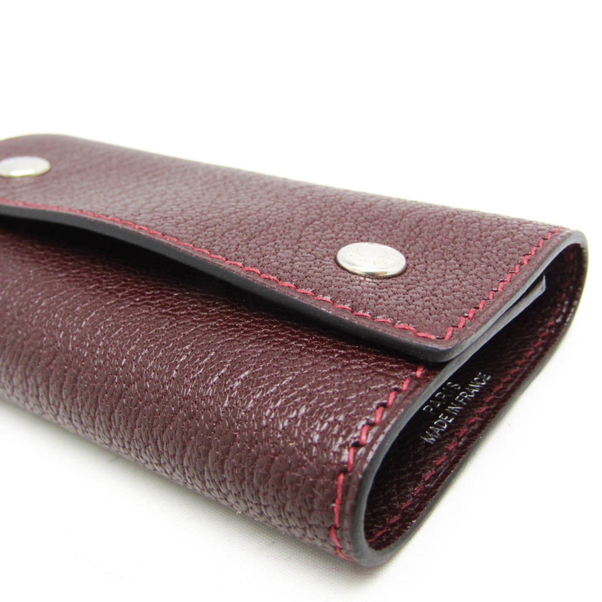 Hermes Serie Men,Women Chevre Leather Key Case Wine