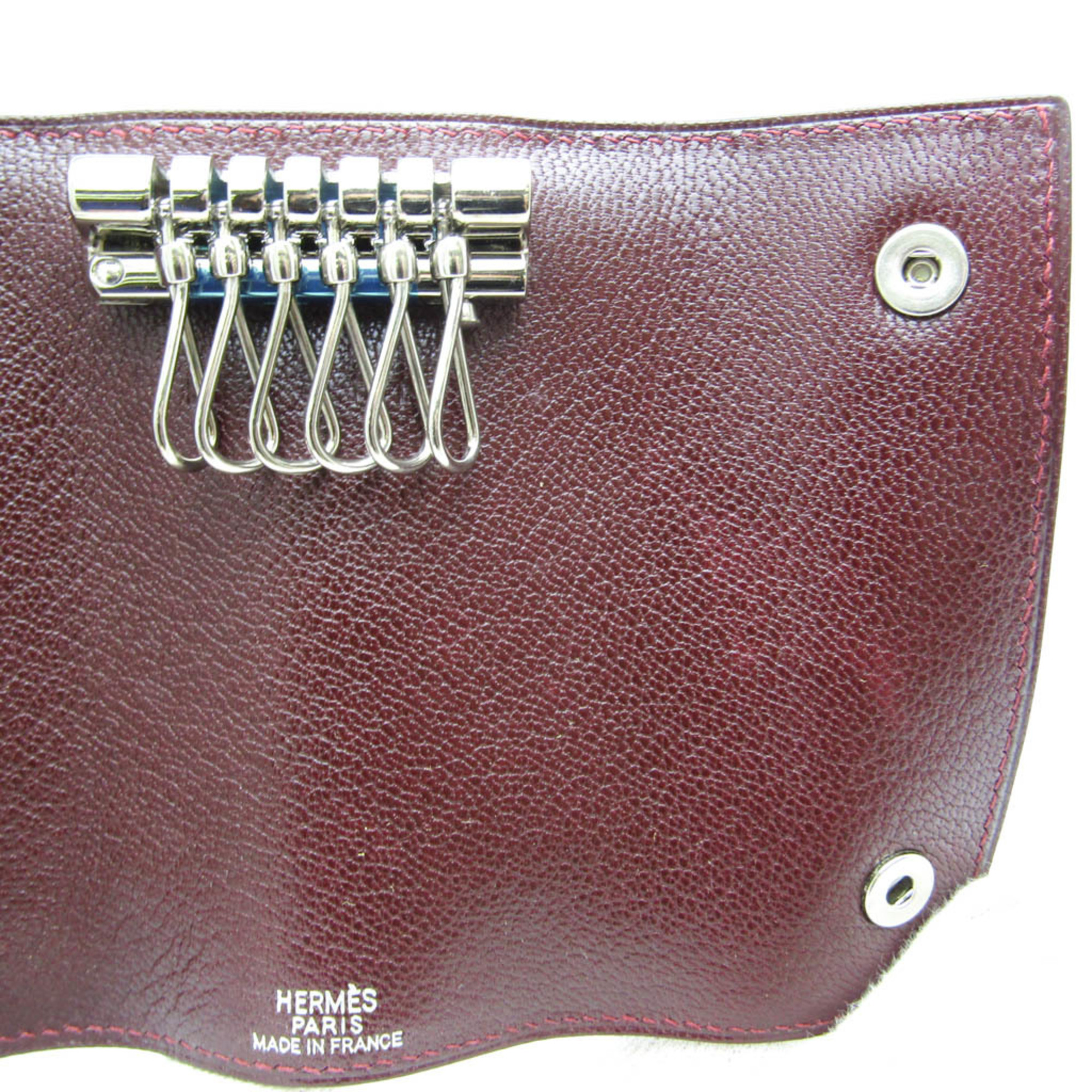Hermes Serie Men,Women Chevre Leather Key Case Wine