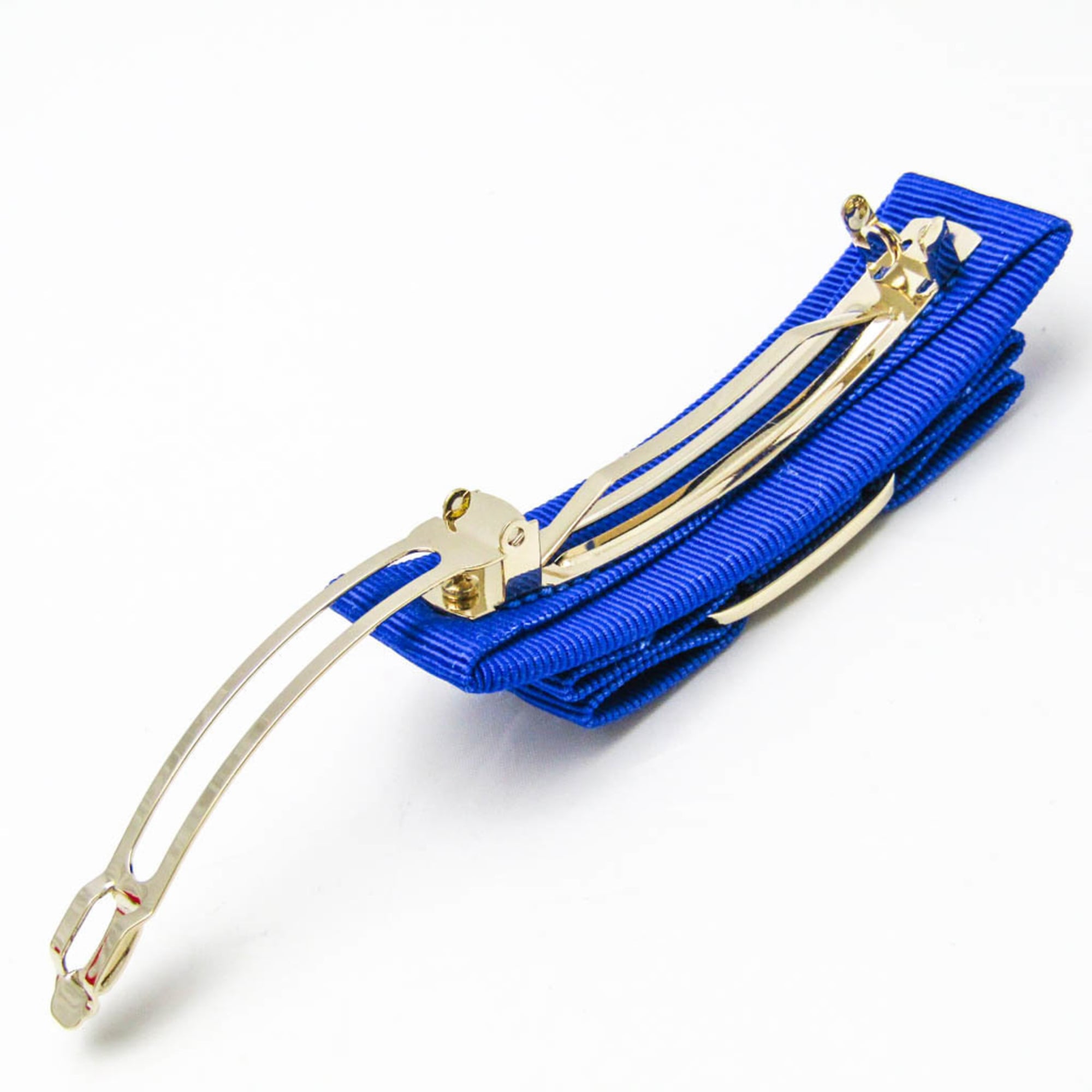 Salvatore Ferragamo Vara 342019 Cotton,Metal Women's Barrette Blue,Champagne Gold