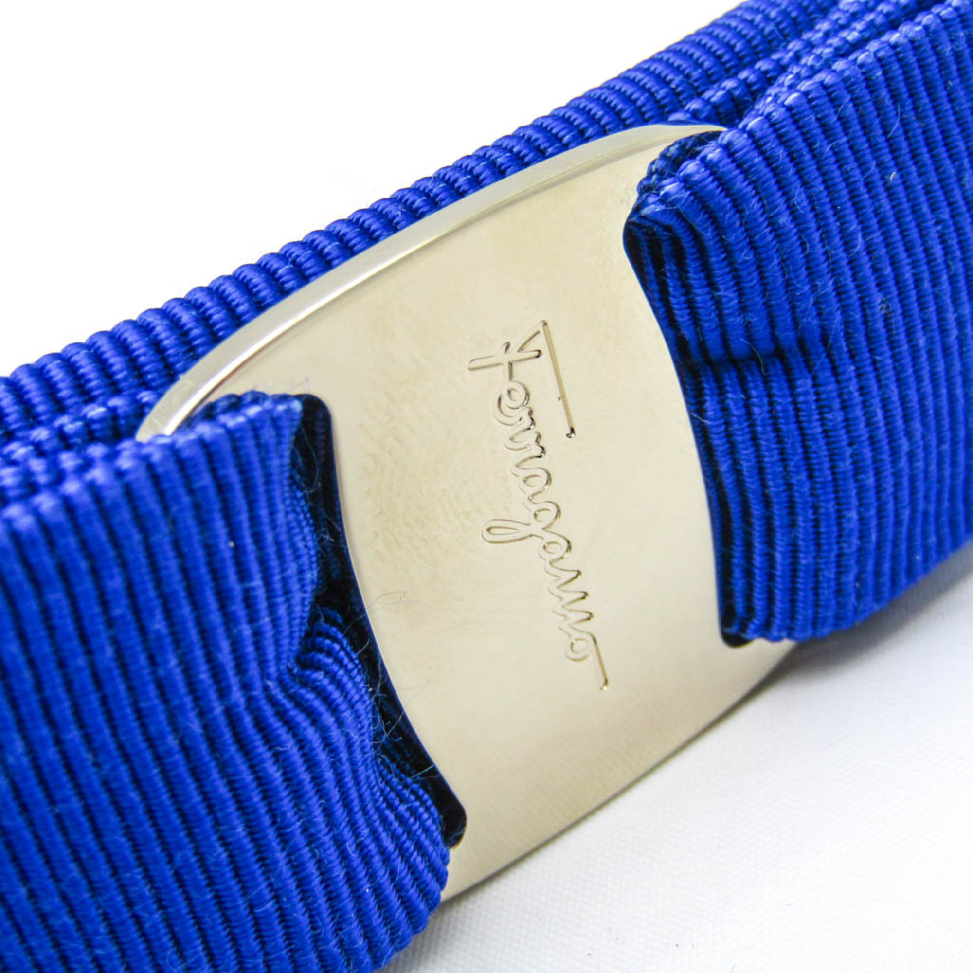 Salvatore Ferragamo Vara 342019 Cotton,Metal Women's Barrette Blue,Champagne Gold