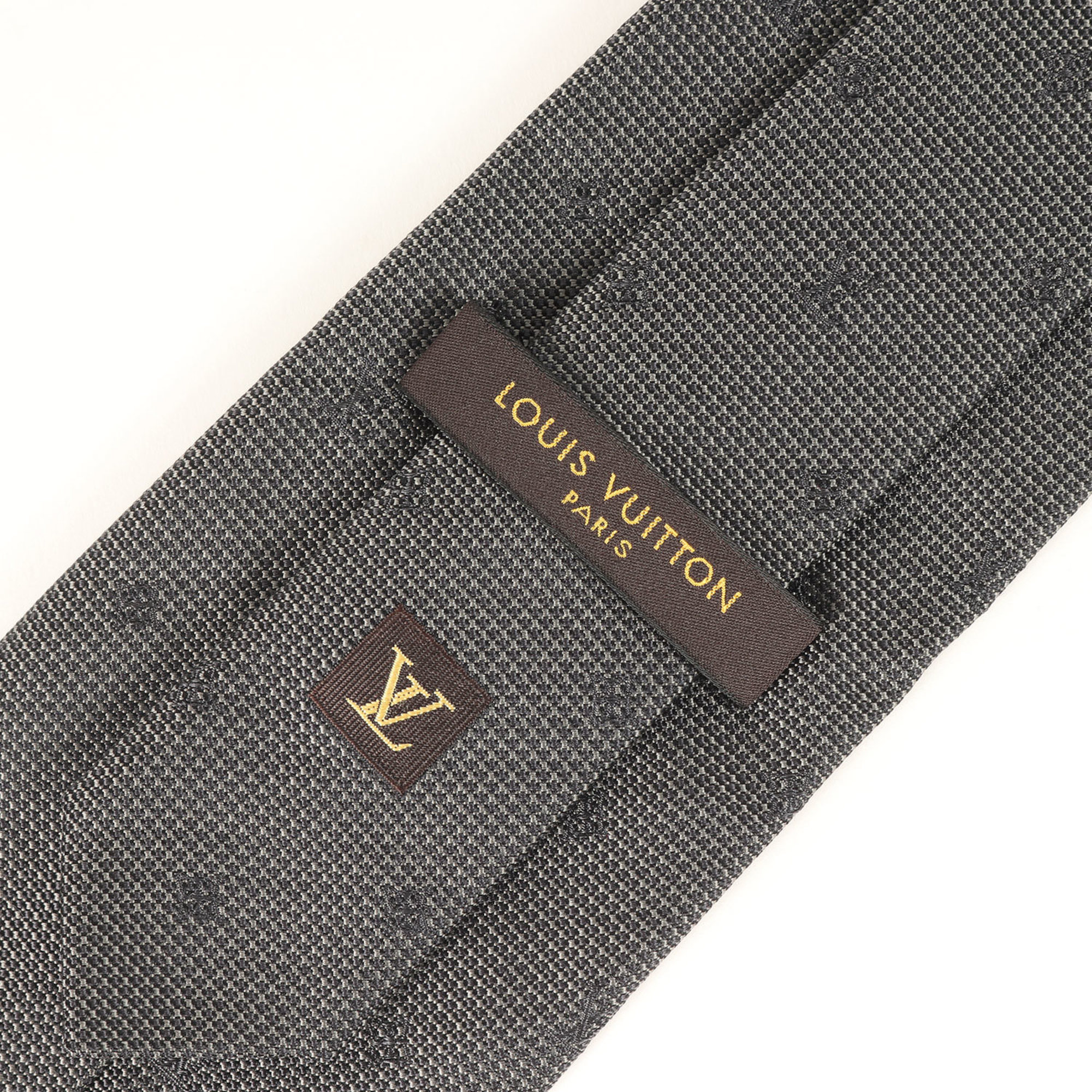 LOUIS VUITTON Monogram Silk Cravate Tie, Charcoal Gray, Men's, K4617