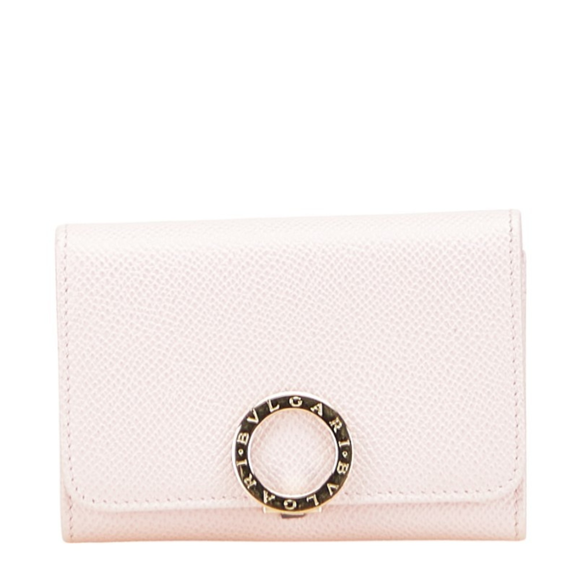 BVLGARI Card Case, Pink Leather, Women's