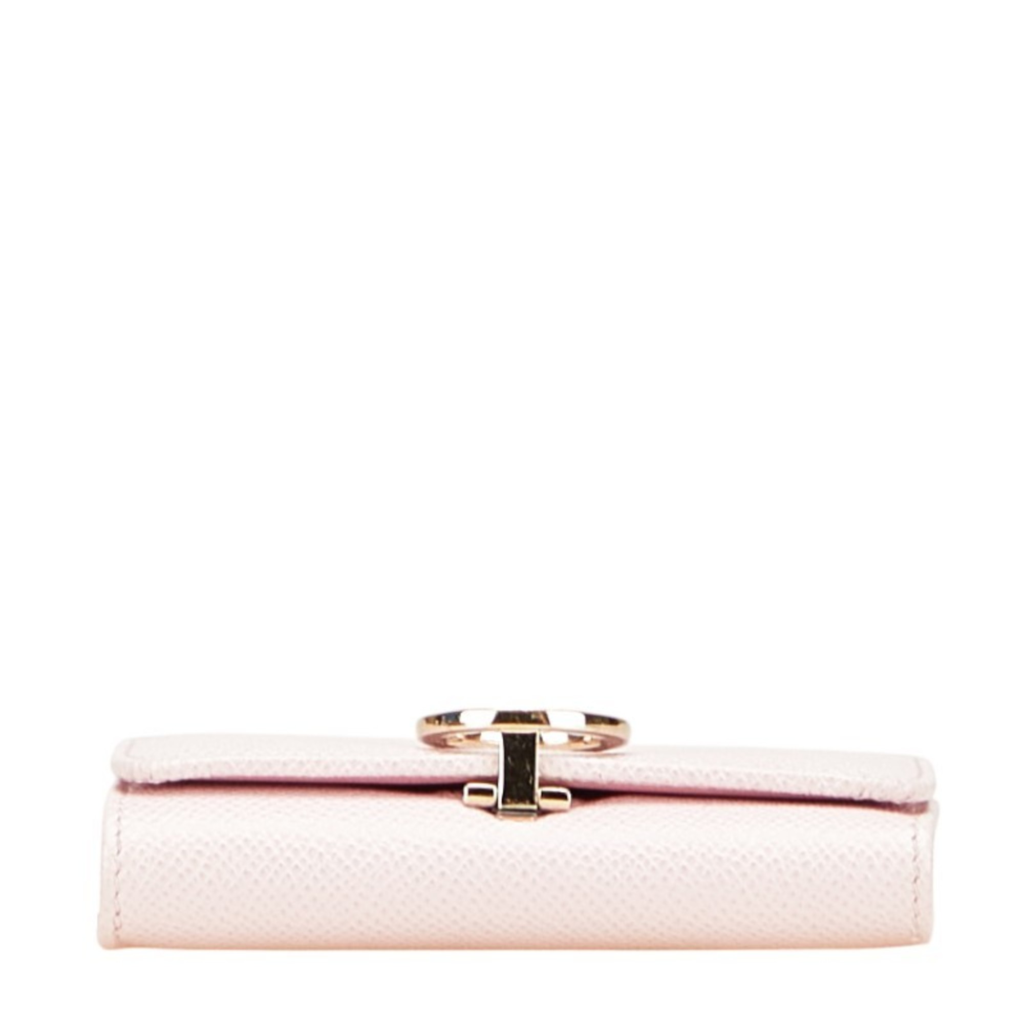BVLGARI Card Case, Pink Leather, Women's