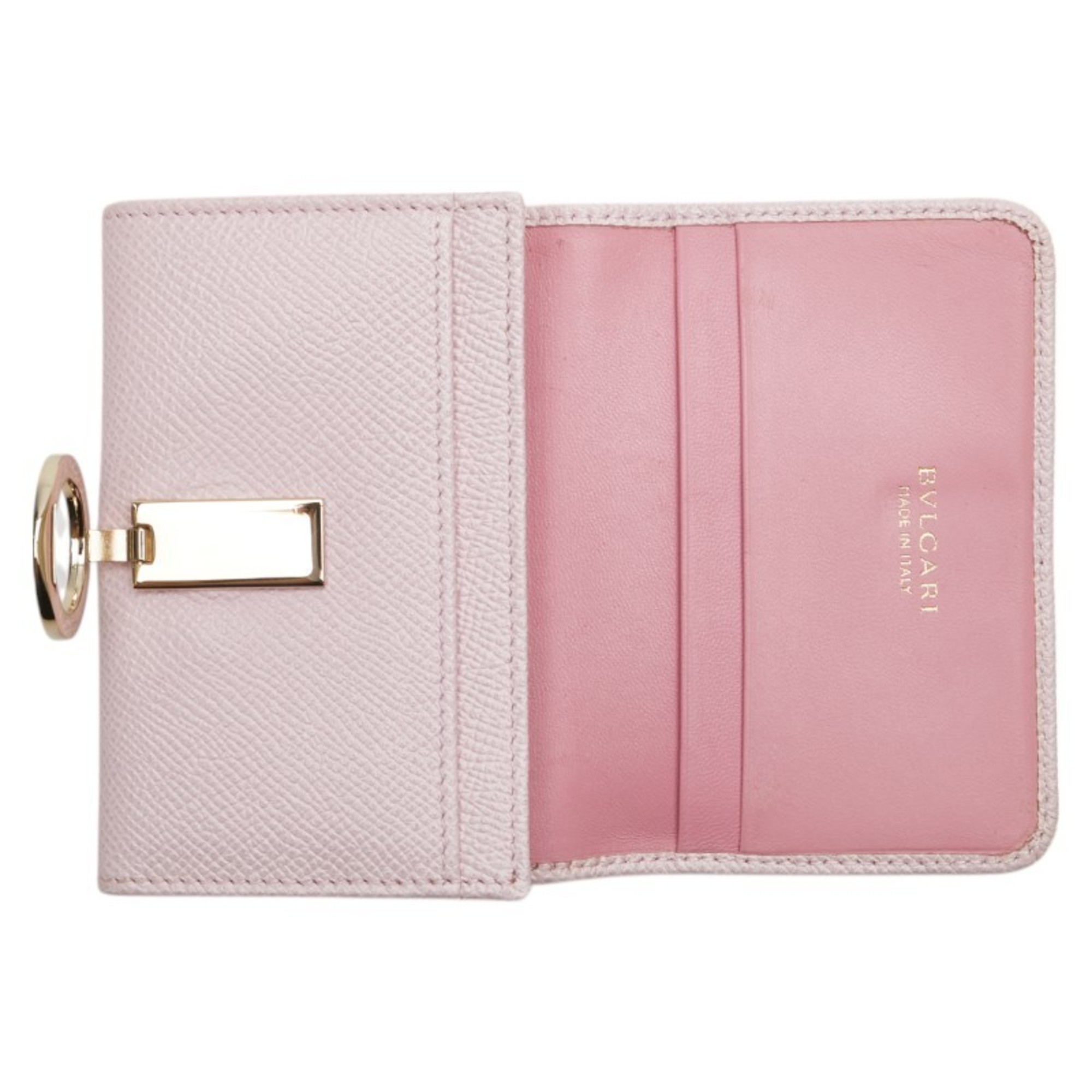 BVLGARI Card Case, Pink Leather, Women's