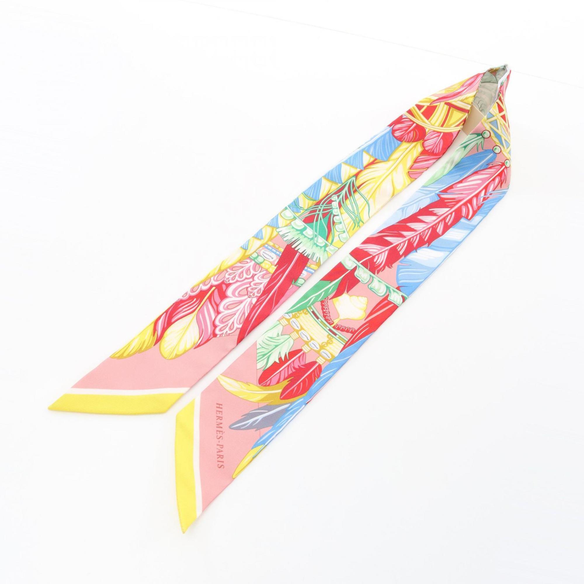 Hermes Hermès Danse Pacifice Twilly Silk Scarf for Women in Multicolored Pink