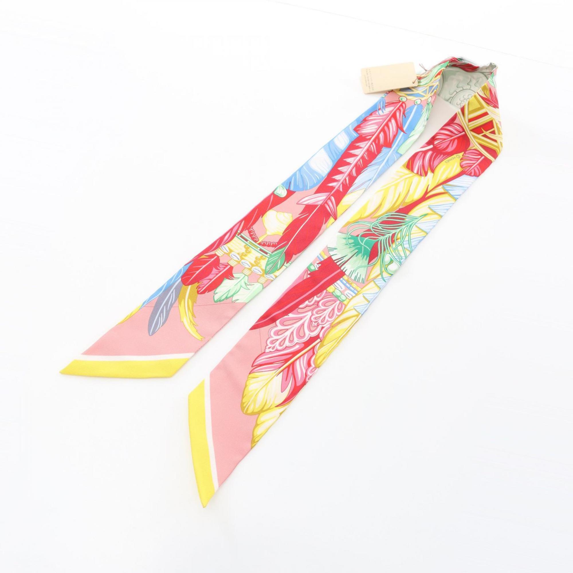 Hermes Hermès Danse Pacifice Twilly Silk Scarf for Women in Multicolored Pink