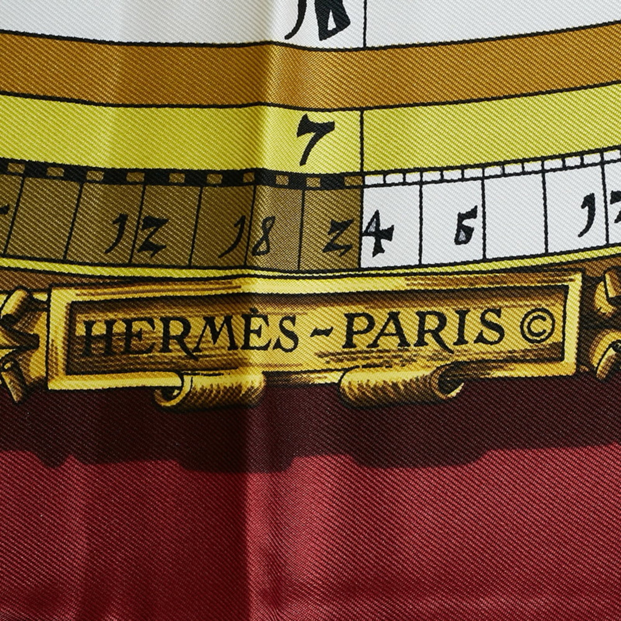 Hermes Carre 90 Astrology DIES ET HORE Scarf Muffler Gold Red Silk Women's HERMES