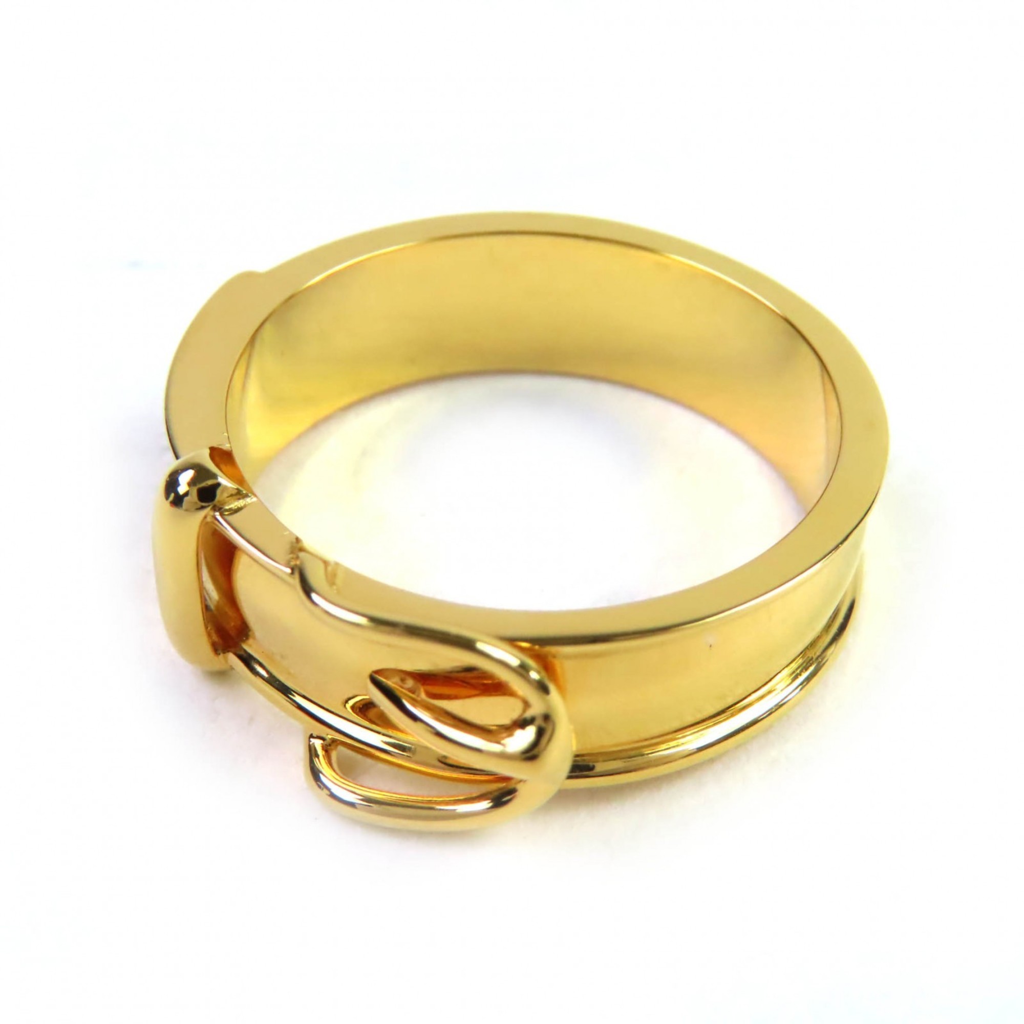 HERMES Boucle Cellier Belt Motif Scarf Ring, Gold, with Box, Made in France, Women's, Very Popular