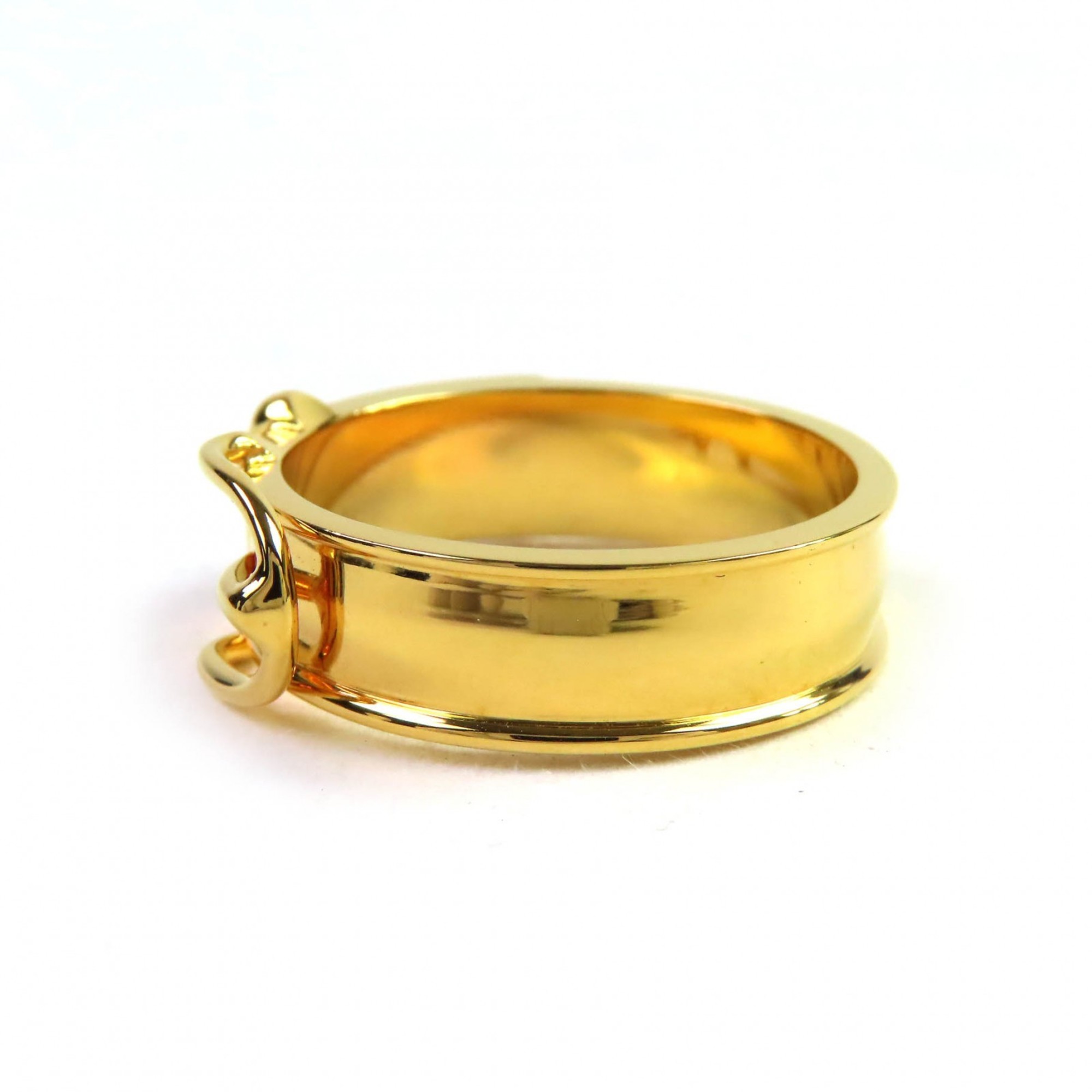 HERMES Boucle Cellier Belt Motif Scarf Ring, Gold, with Box, Made in France, Women's, Very Popular