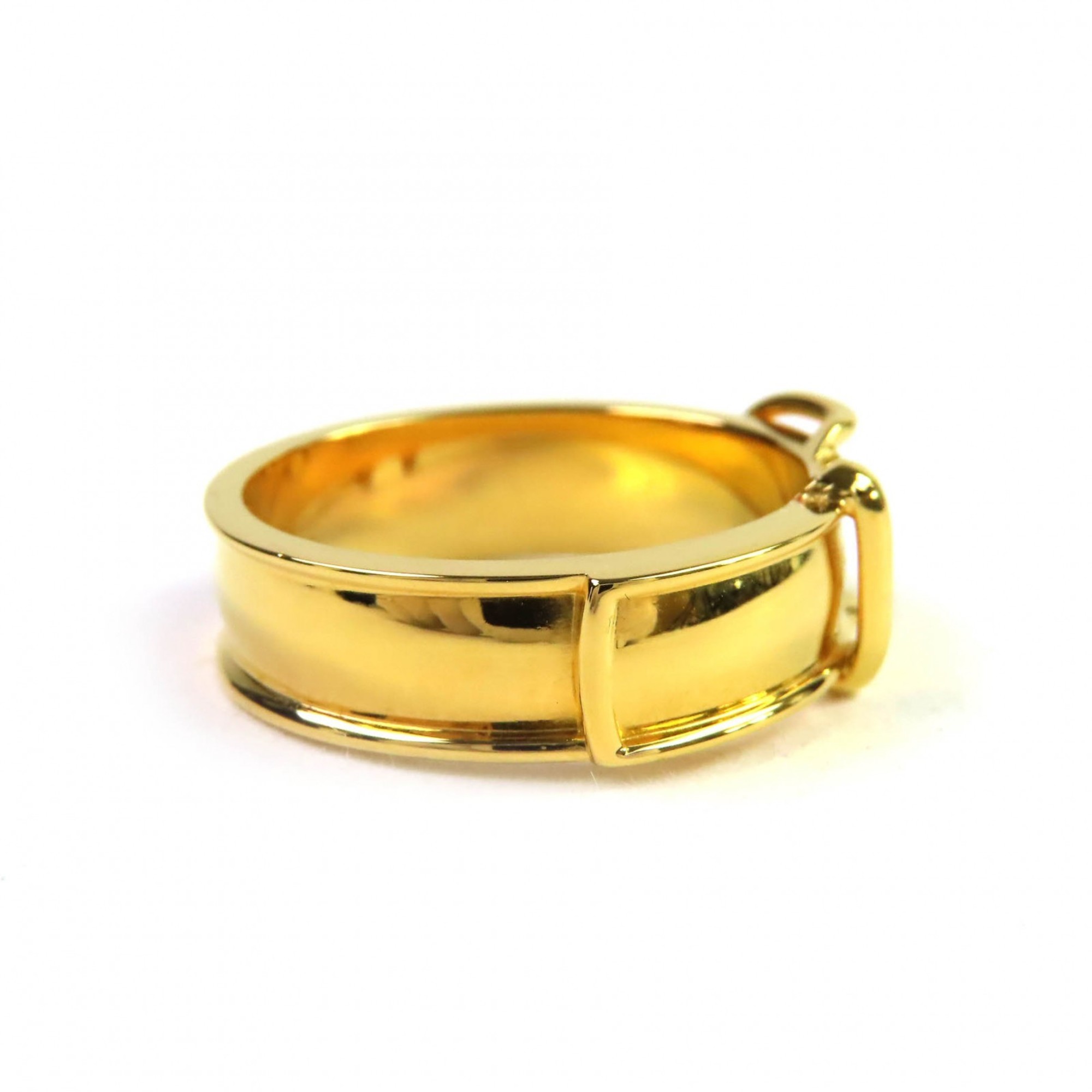 HERMES Boucle Cellier Belt Motif Scarf Ring, Gold, with Box, Made in France, Women's, Very Popular