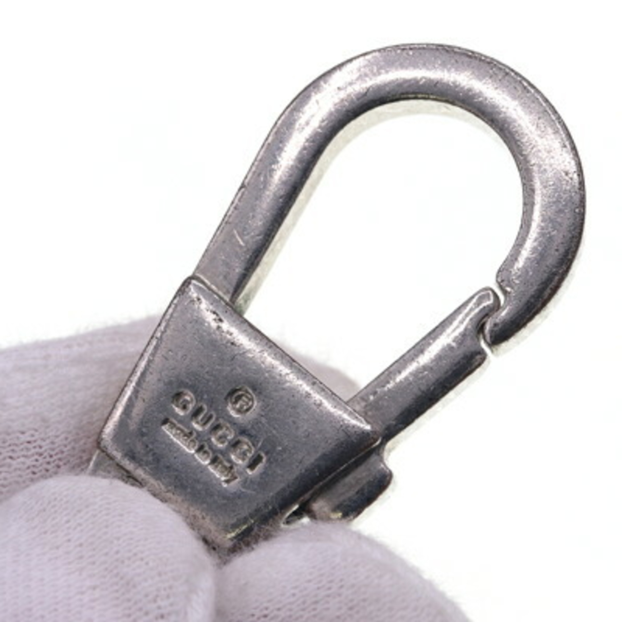 Gucci Key Ring, Guccissima 478136, Navy Leather Keychain Bag Charm, GG, Men's, GUCCI