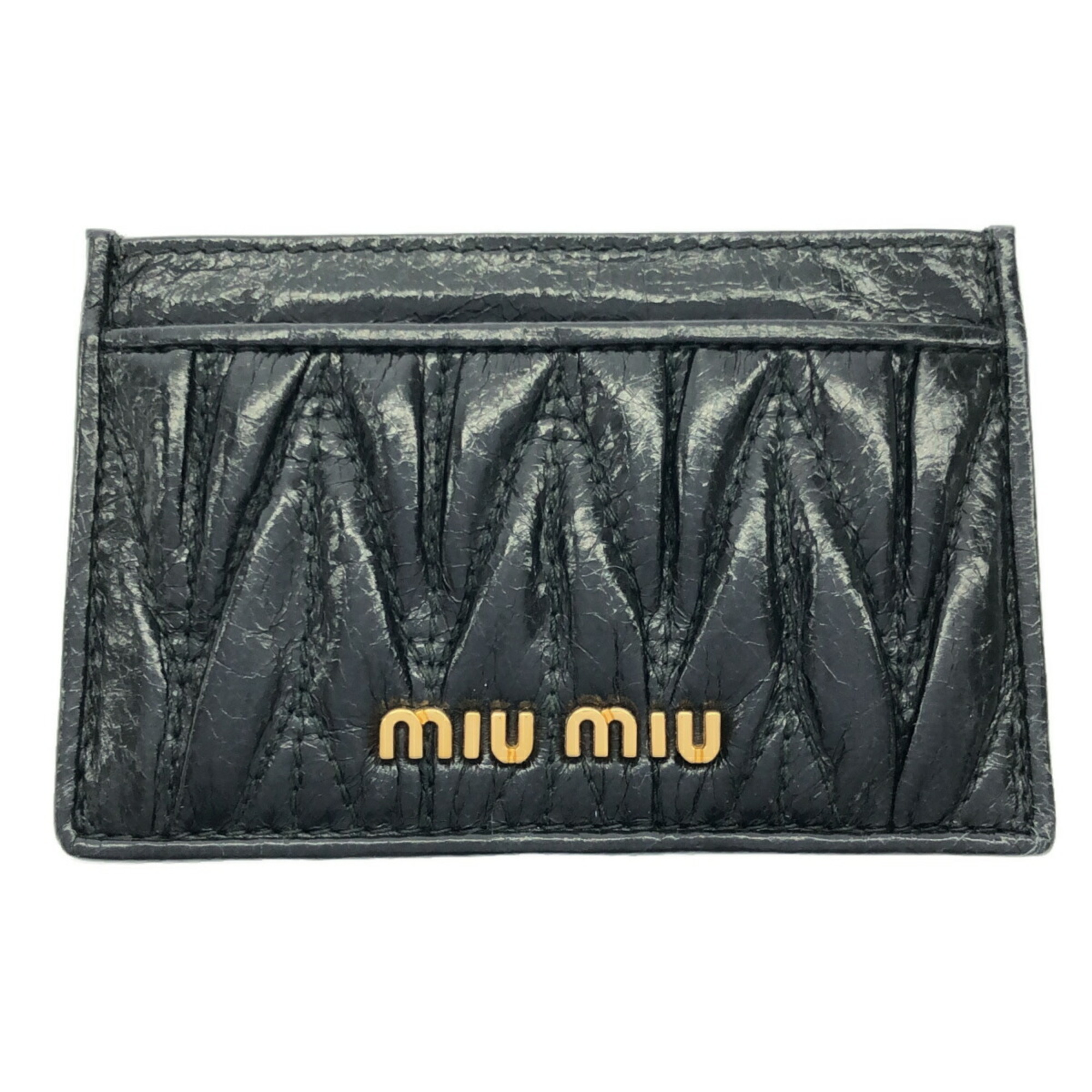 Miu Matelasse card case, MATELASSE'LUX, 5MC208, 2E2W, F002, black, 3 slots, Mikunigaoka store, ITR2RZIZ4L06, RM0215T