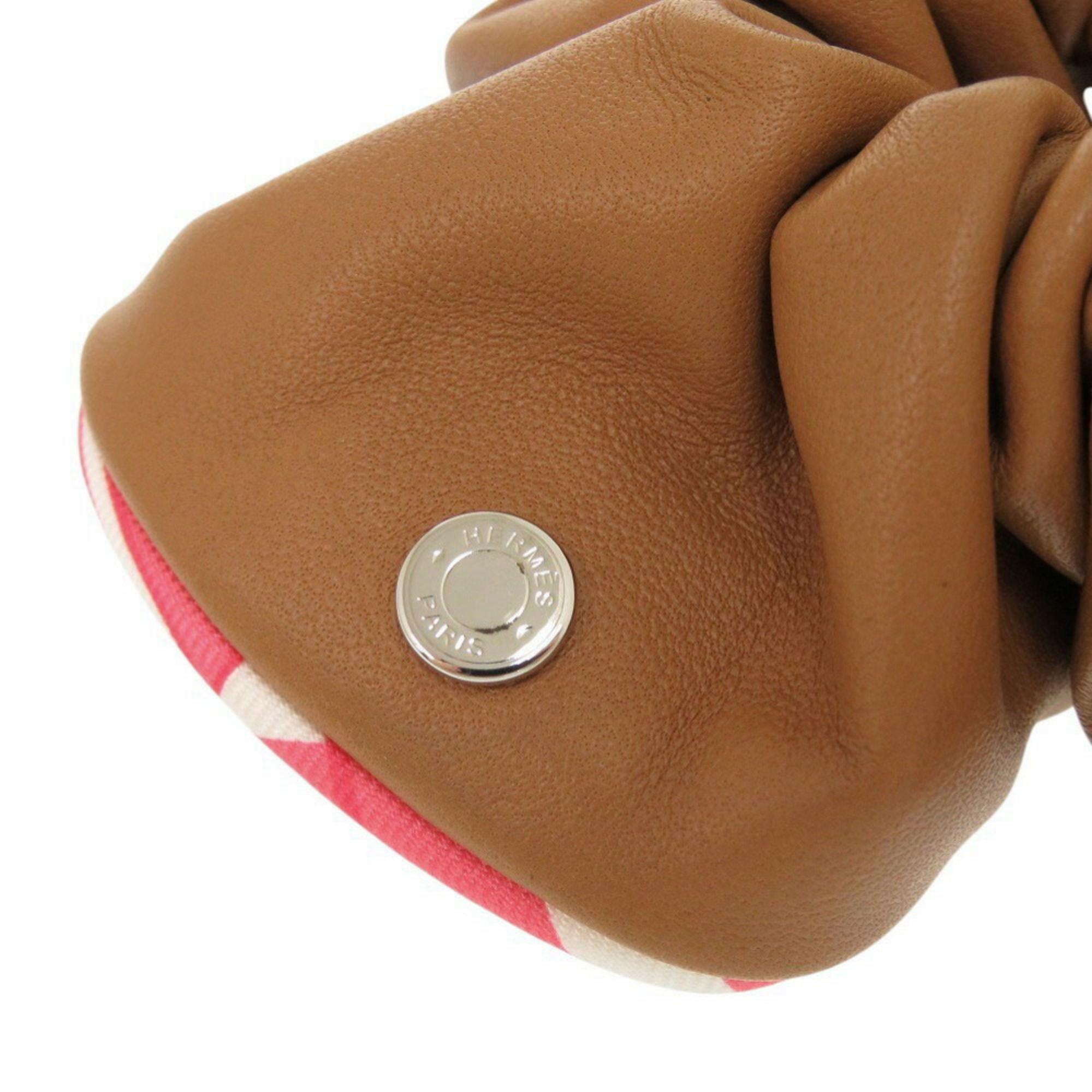 Hermès Claudia Silk Anno Na Parise Gold Rose Azalee Scrunchie Hair 0876HERMES