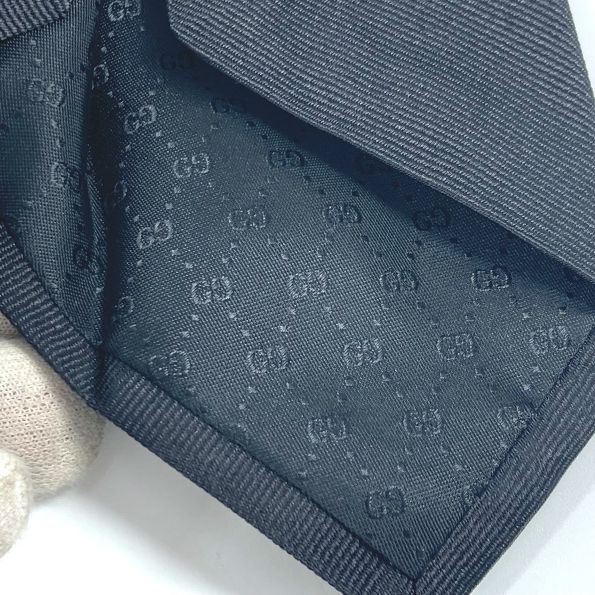 GUCCI Tiger Embroidery Animal Accessory Silk Necktie Men's Black Like New