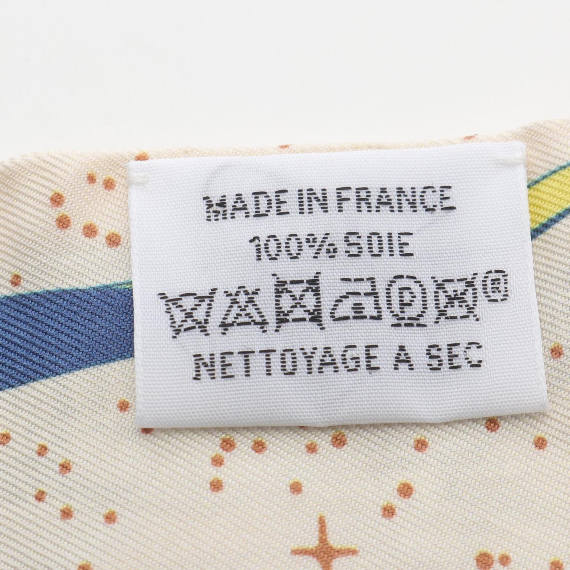 Hermes Hermès Twilly SPACE DERV Silk Scarf for Women, Ivory Multicolor