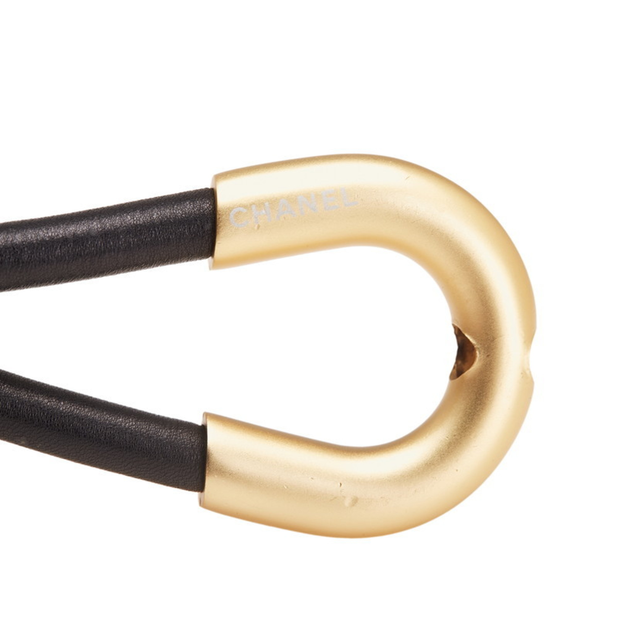 Chanel belt, black and gold plated leather, women's, CHANEL