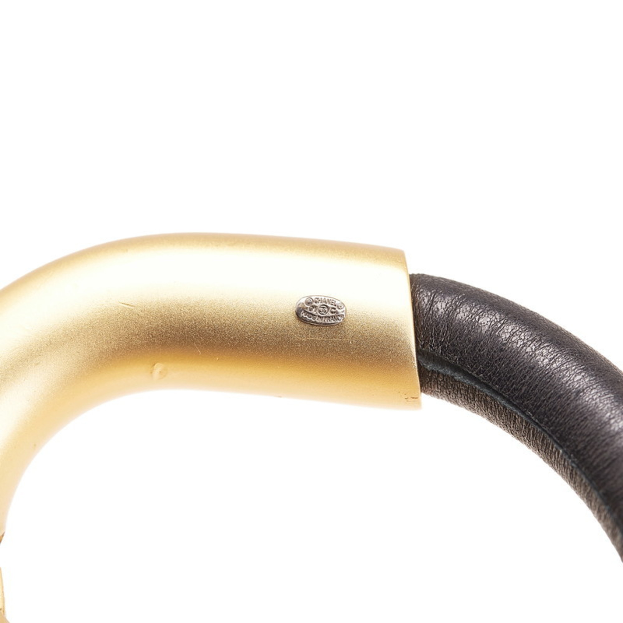 Chanel belt, black and gold plated leather, women's, CHANEL