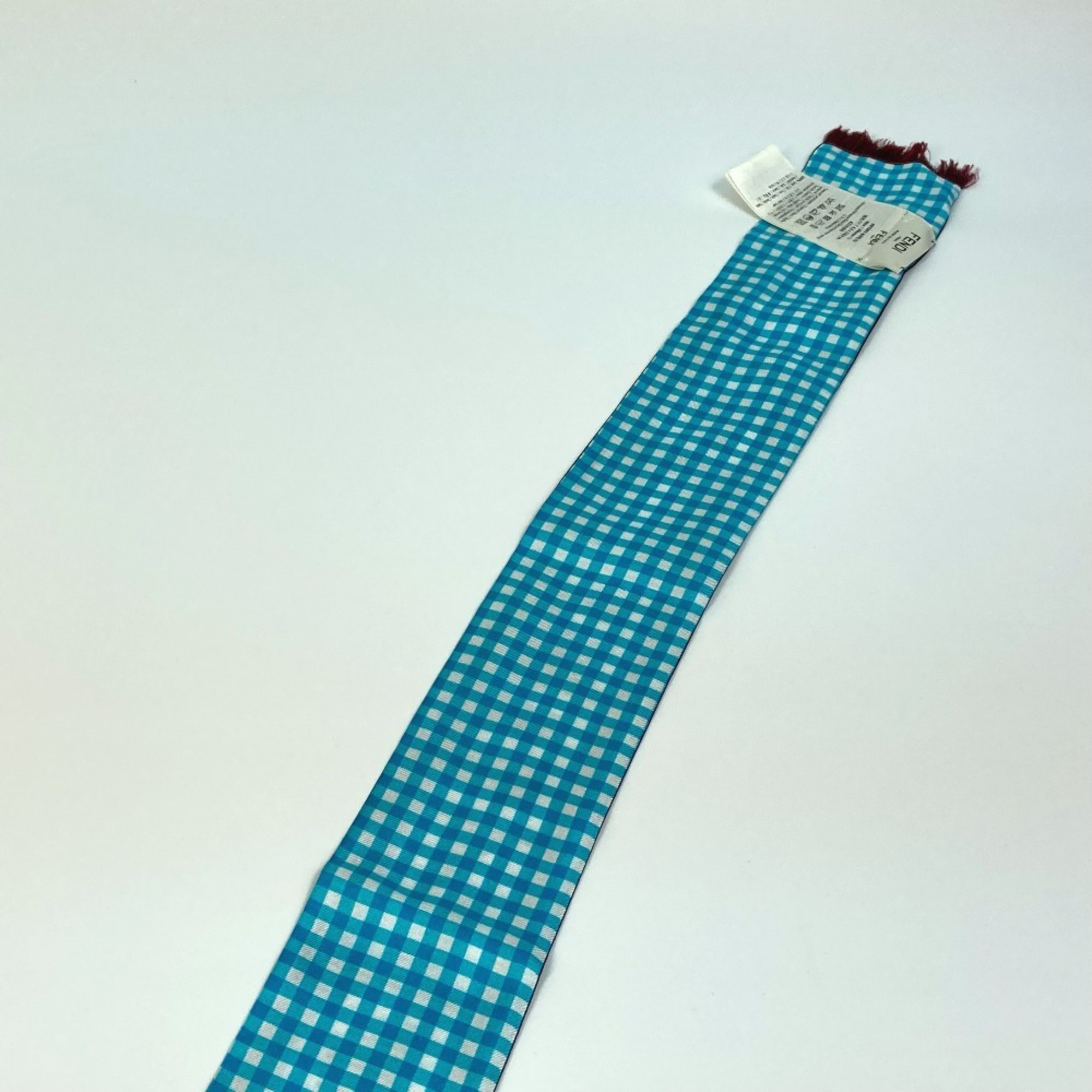 FENDI Rappy Logo Bandeau Scarf, Silk, Women's, Blue, Like New