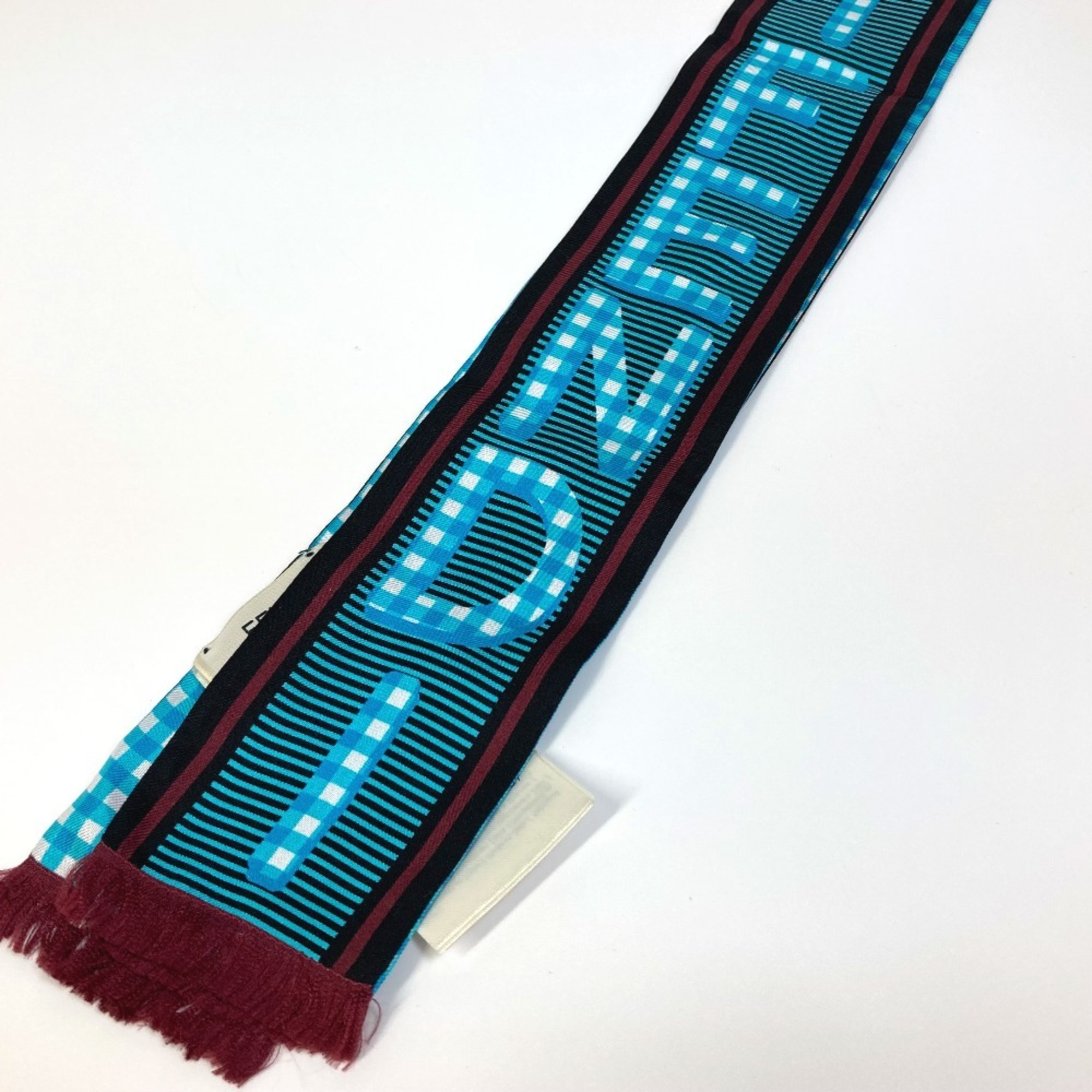 FENDI Rappy Logo Bandeau Scarf, Silk, Women's, Blue, Like New