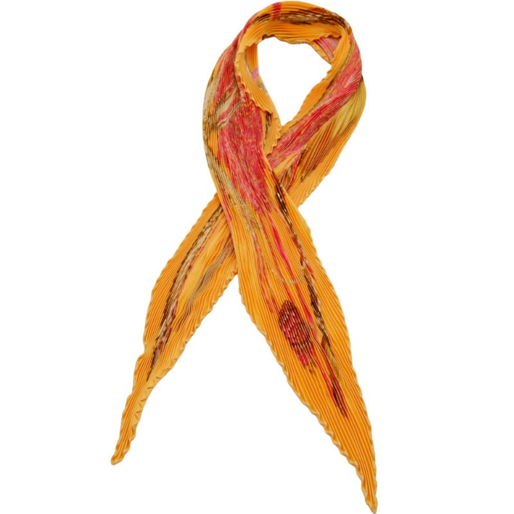 HERMES Hermes Scarf/Muffler Pleated Carré Jardin Creole Paradise 100% Silk Orange Yellow