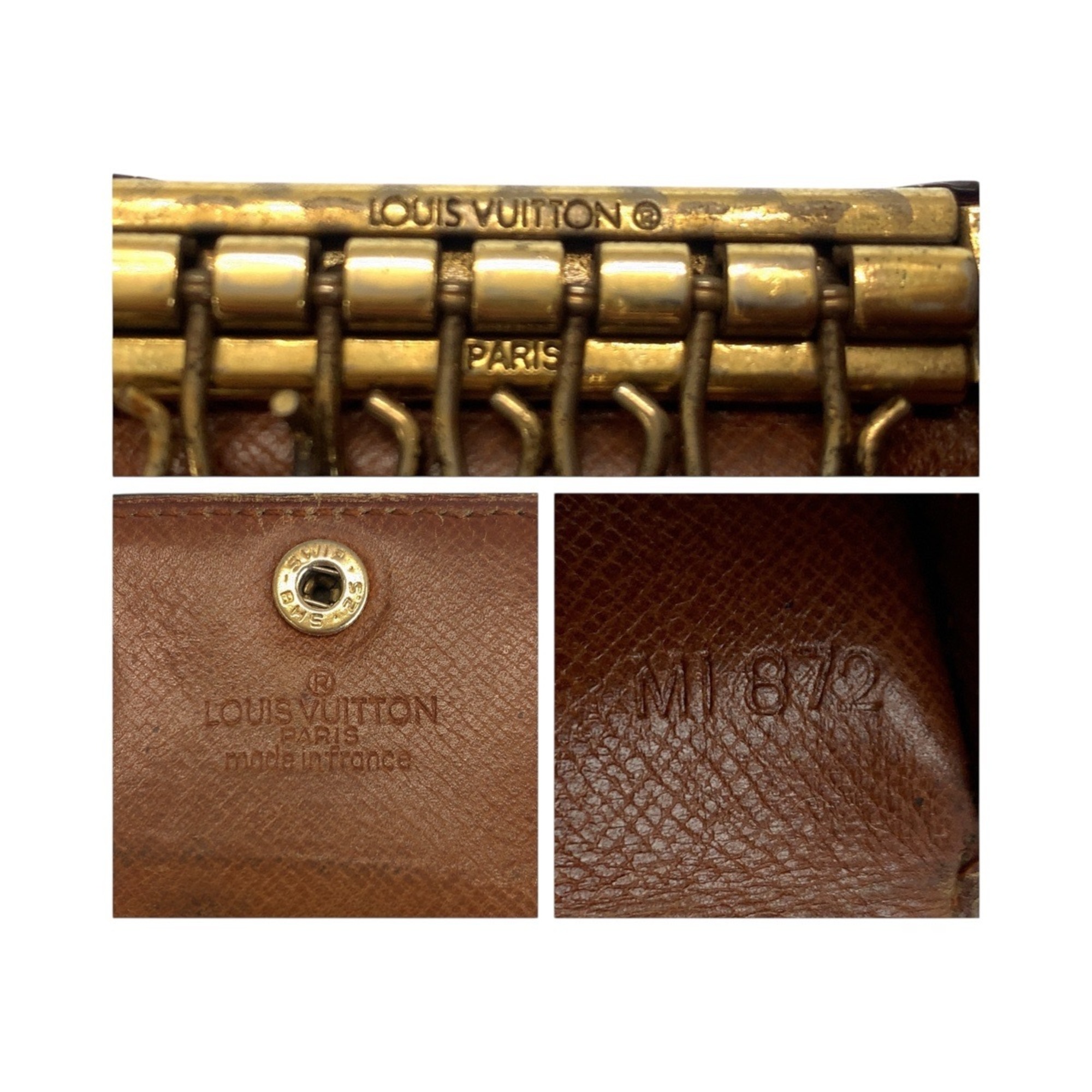 LOUIS VUITTON Louis Vuitton Monogram Multicle 6 Key Case, Brown with Gold Hardware, M62630, 6-Ring Ring, Unisex, Women's