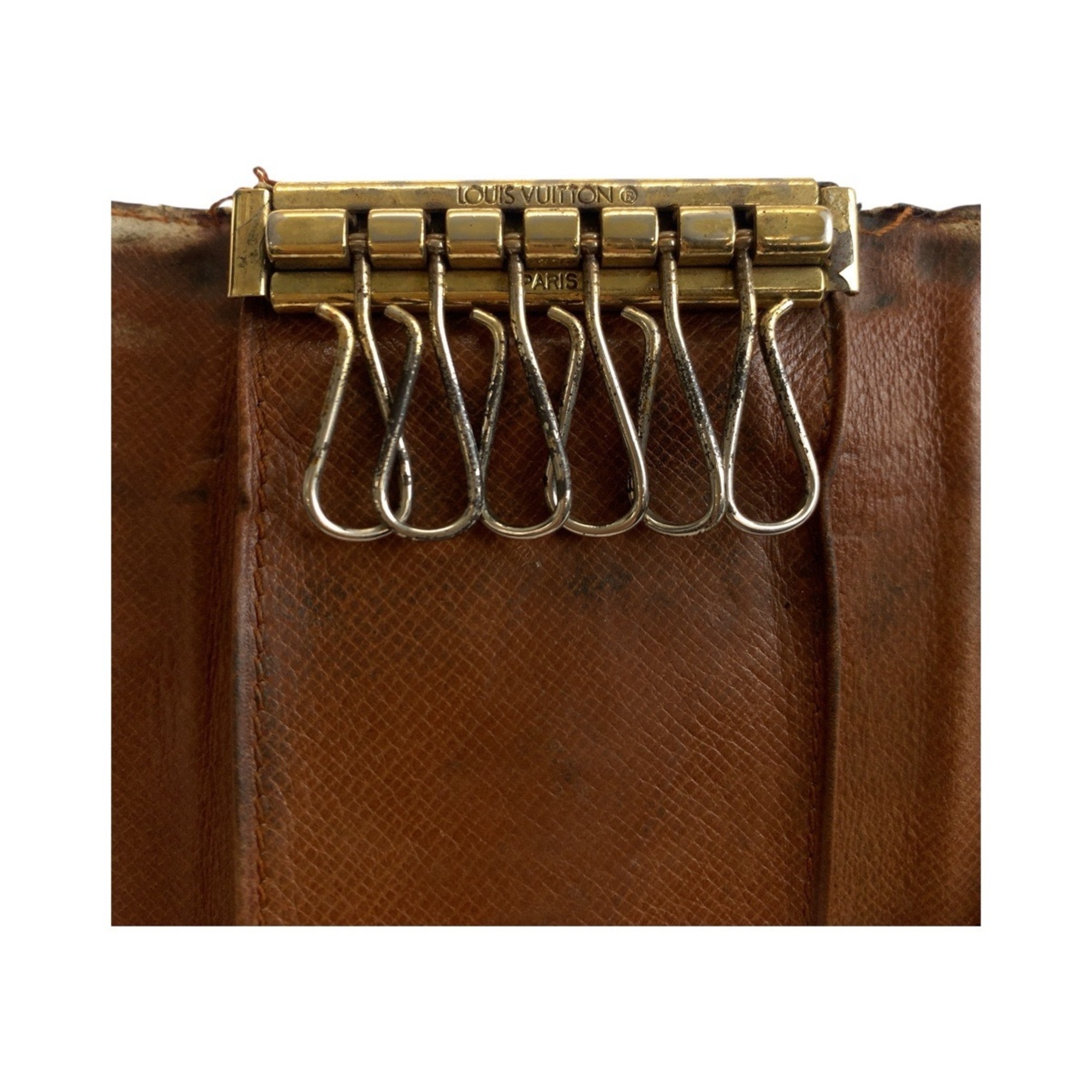 LOUIS VUITTON Louis Vuitton Monogram Multicle 6 Key Case, Brown with Gold Hardware, M62630, 6-Ring Ring, Unisex, Women's