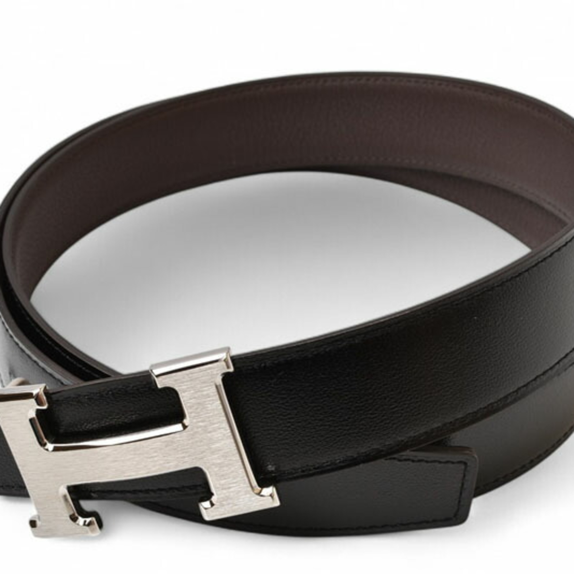 Hermes Belt Reversible HERMES Constance Size 95 H Buckle Box Calf Togo Black Chocolate Unused