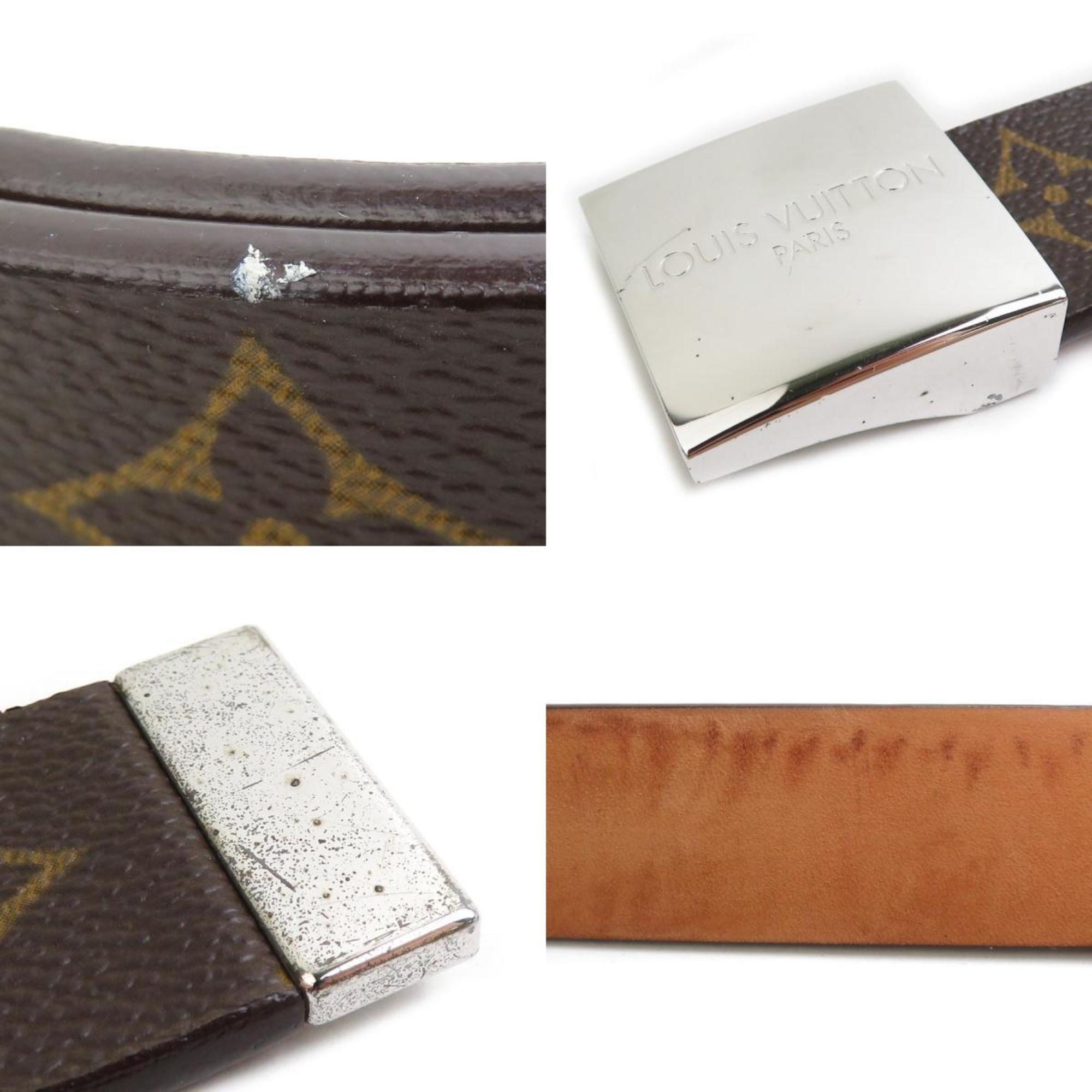 Louis Vuitton LOUIS VUITTON Belt Monogram Santur Carre Canvas Metal Brown Silver Men's M6801 e60423k