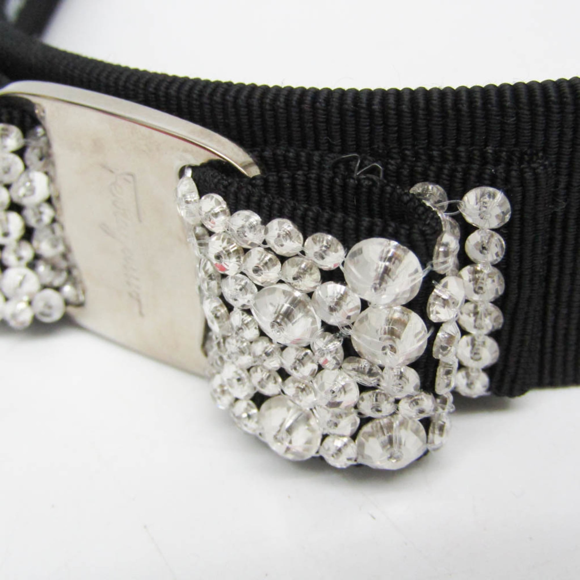Salvatore Ferragamo Vara Cotton,Metal,Rhinestone Women's Alice Band Black,Clear