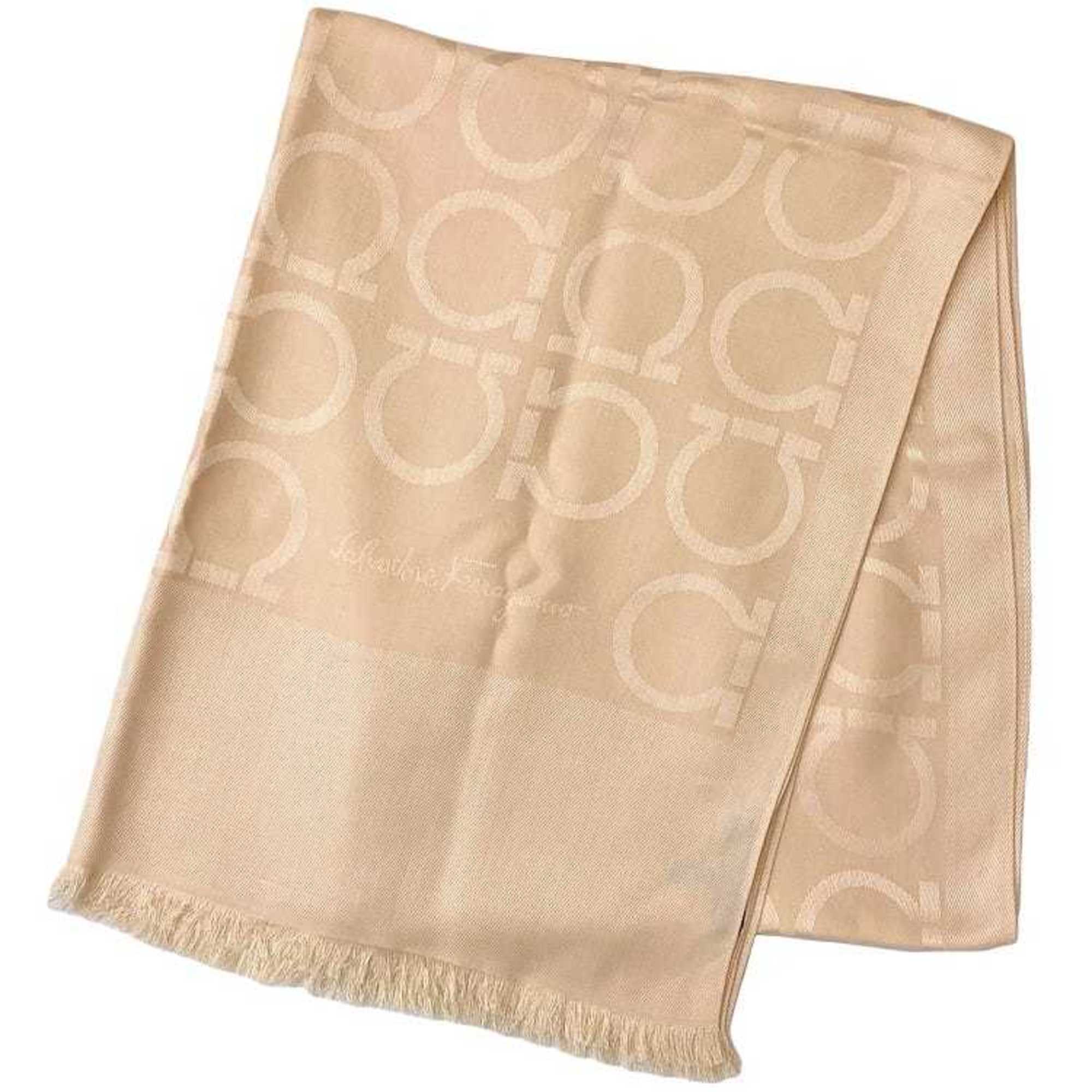 Salvatore Ferragamo Stole ec-22419 Pink Gancini Silk Wool Large Shawl Women Men Knee Blanket Portable Scarf