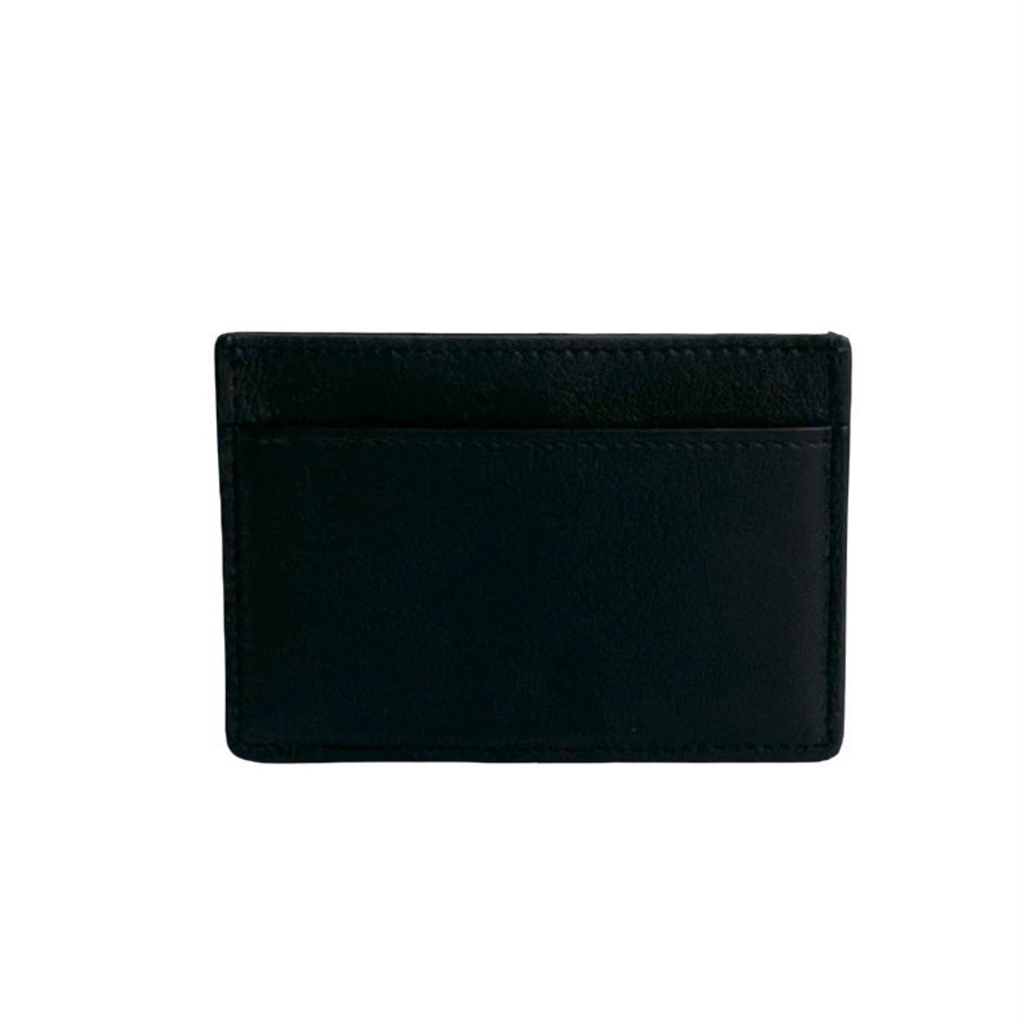 YVES SAINT LAURENT YSL logo stitched leather business card holder, black, 64838